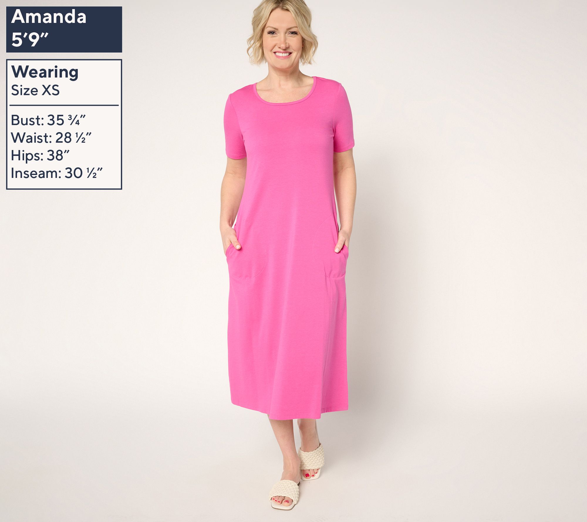 Denim & Co. Petite Favorite Jersey Short Sleeve Midi Dress