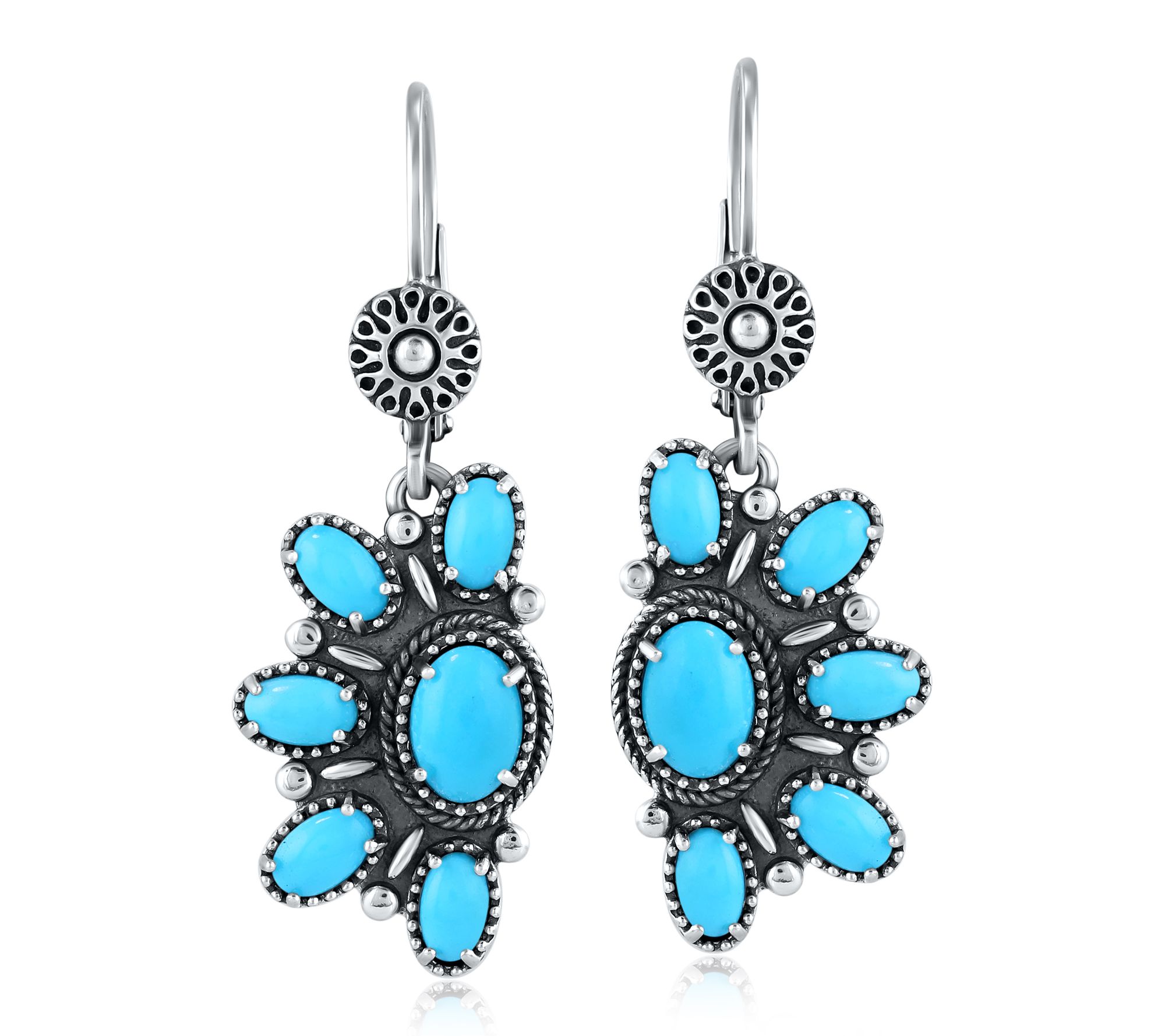 American West Sterling Turquoise Lever Back Earrings