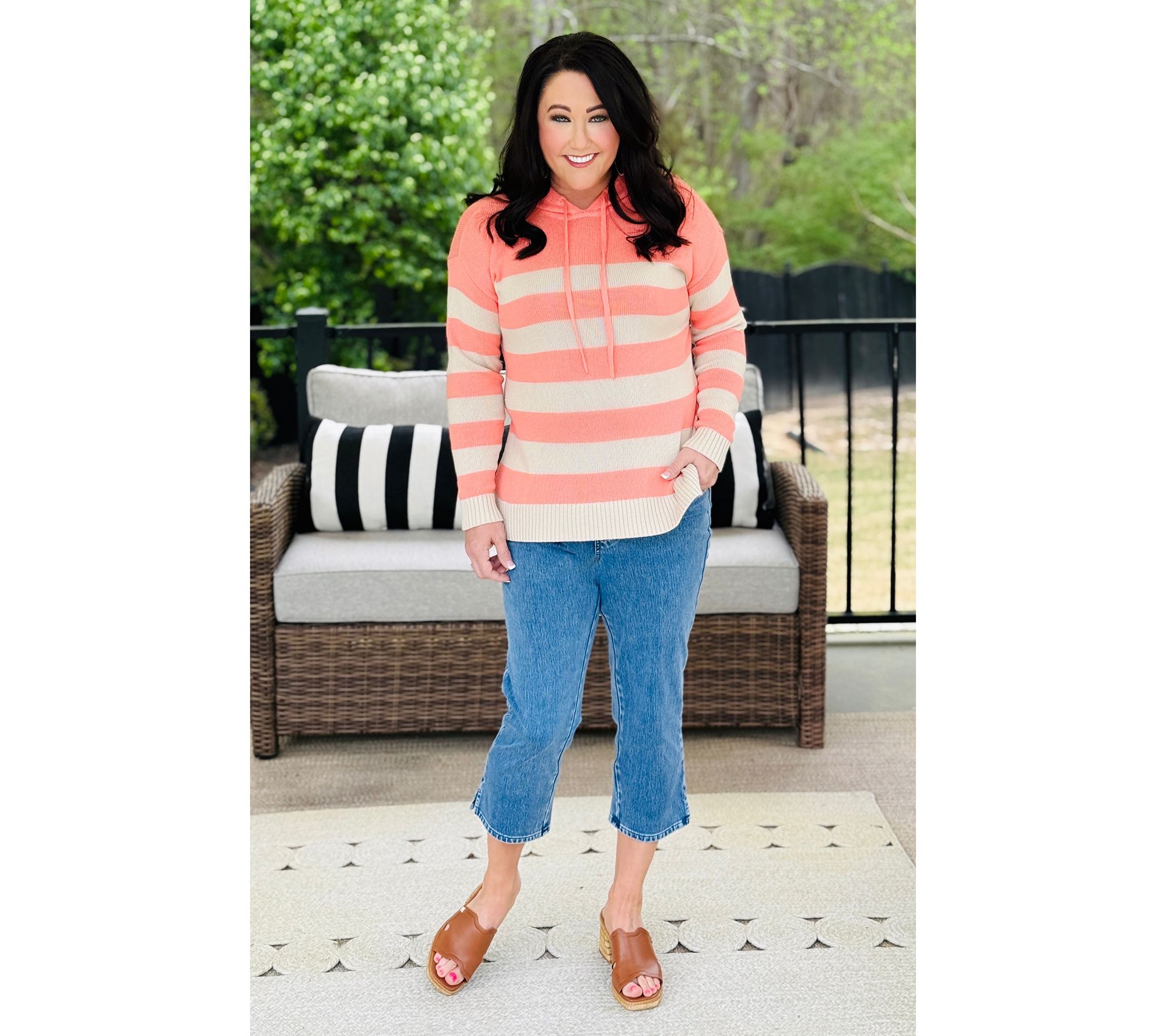 Belle Beach by Kim Gravel Seaside Sand Bar Stripe Hoodie