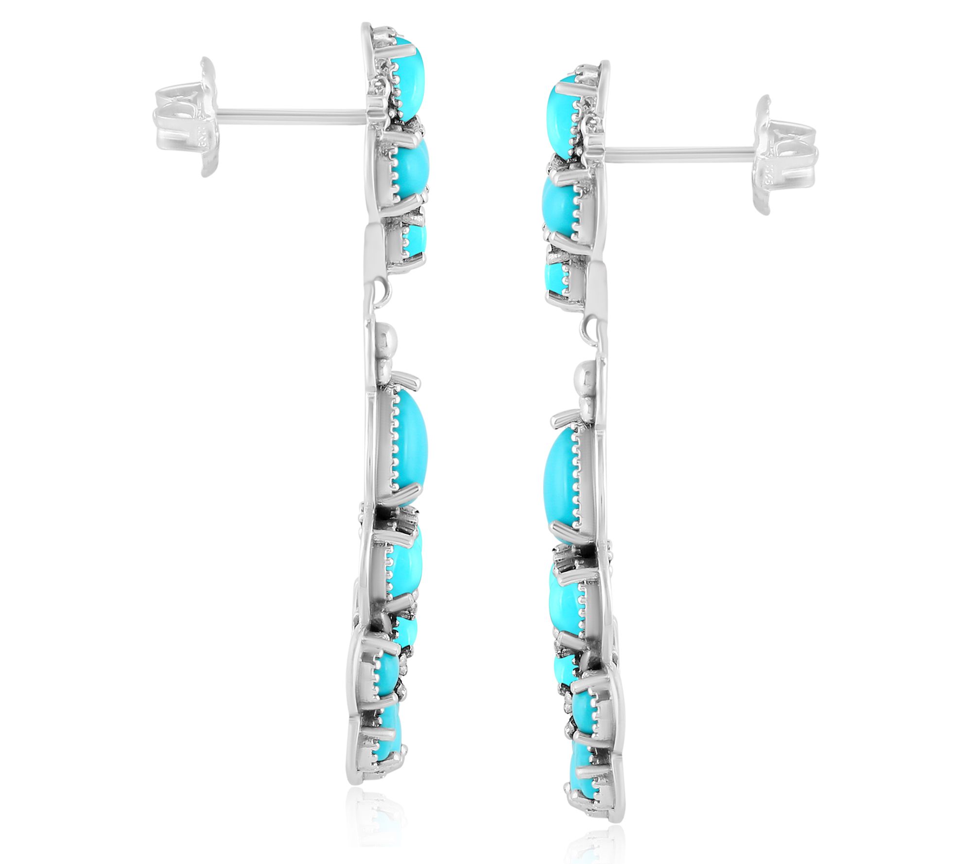 American West Sterling Silver Turquoise Chandelier Earrings