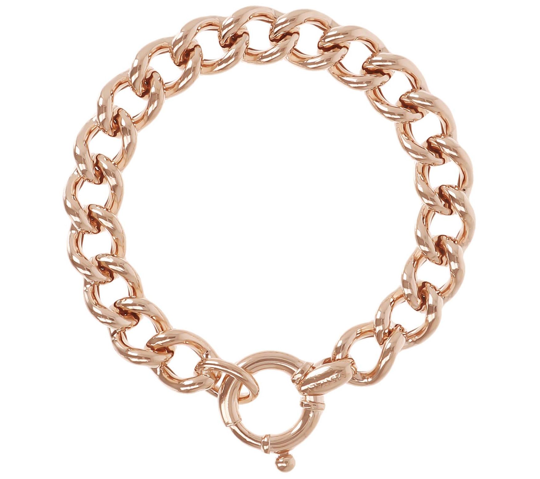 Veronese 18K Plated Polished Bold Curb Link Bracelet, 21.2g
