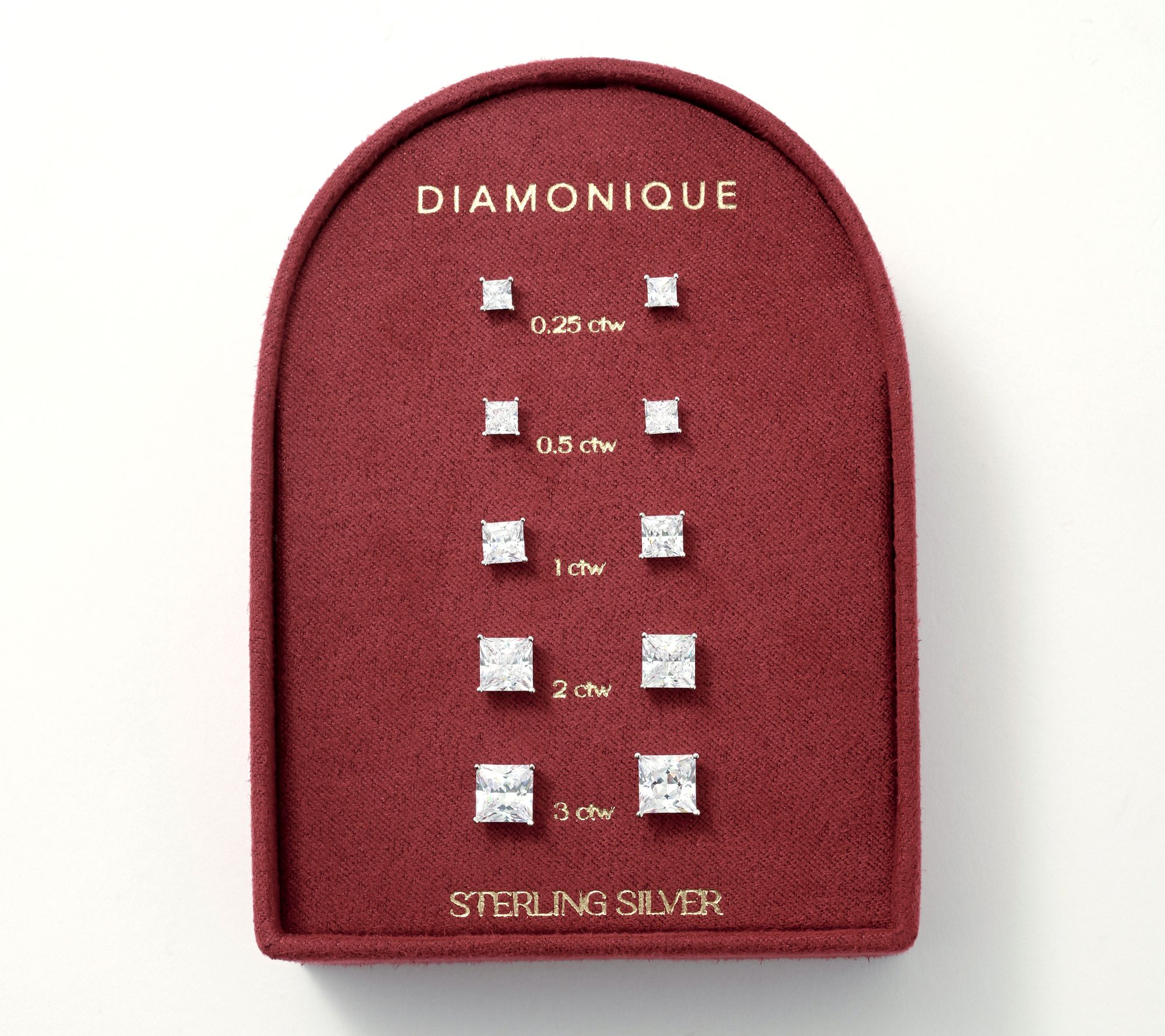 Diamonique Classics Set of 5 Stud Earrings, Sterling Silver