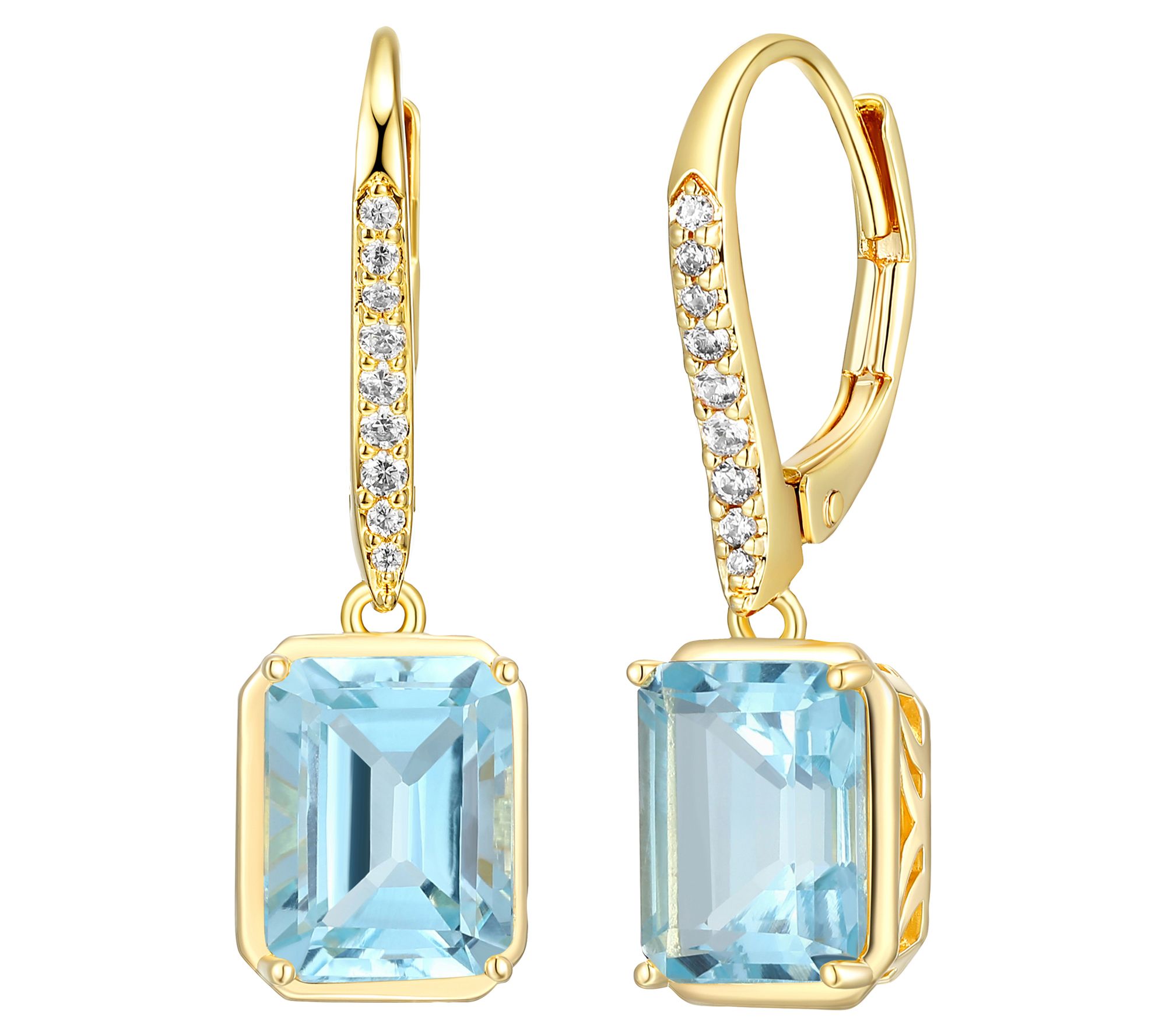 Affinity Gems Blue & White Topaz Earrings, 18K Gold Plated