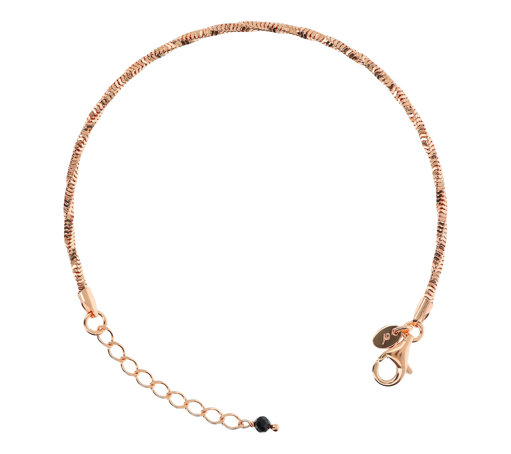 Veronese 18K Gold Clad Black Spinel Box Chain Bracelet