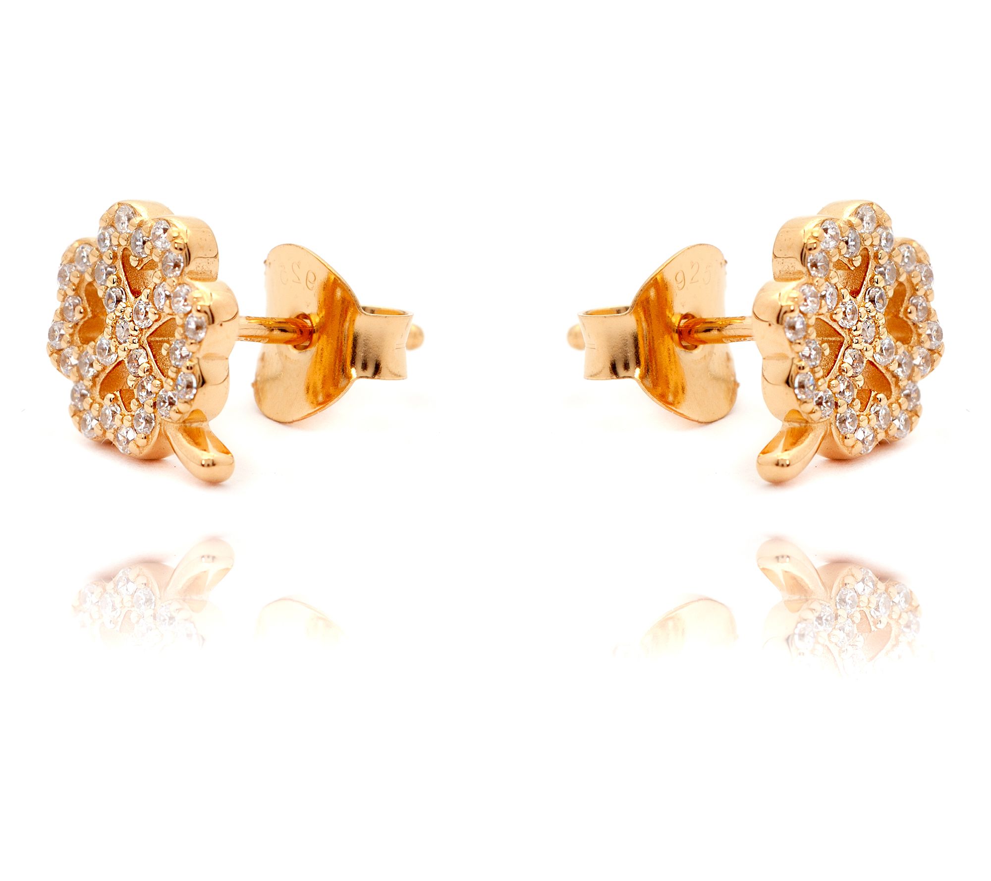 Diamonique Clover Stud Earrings, Sterling Silver