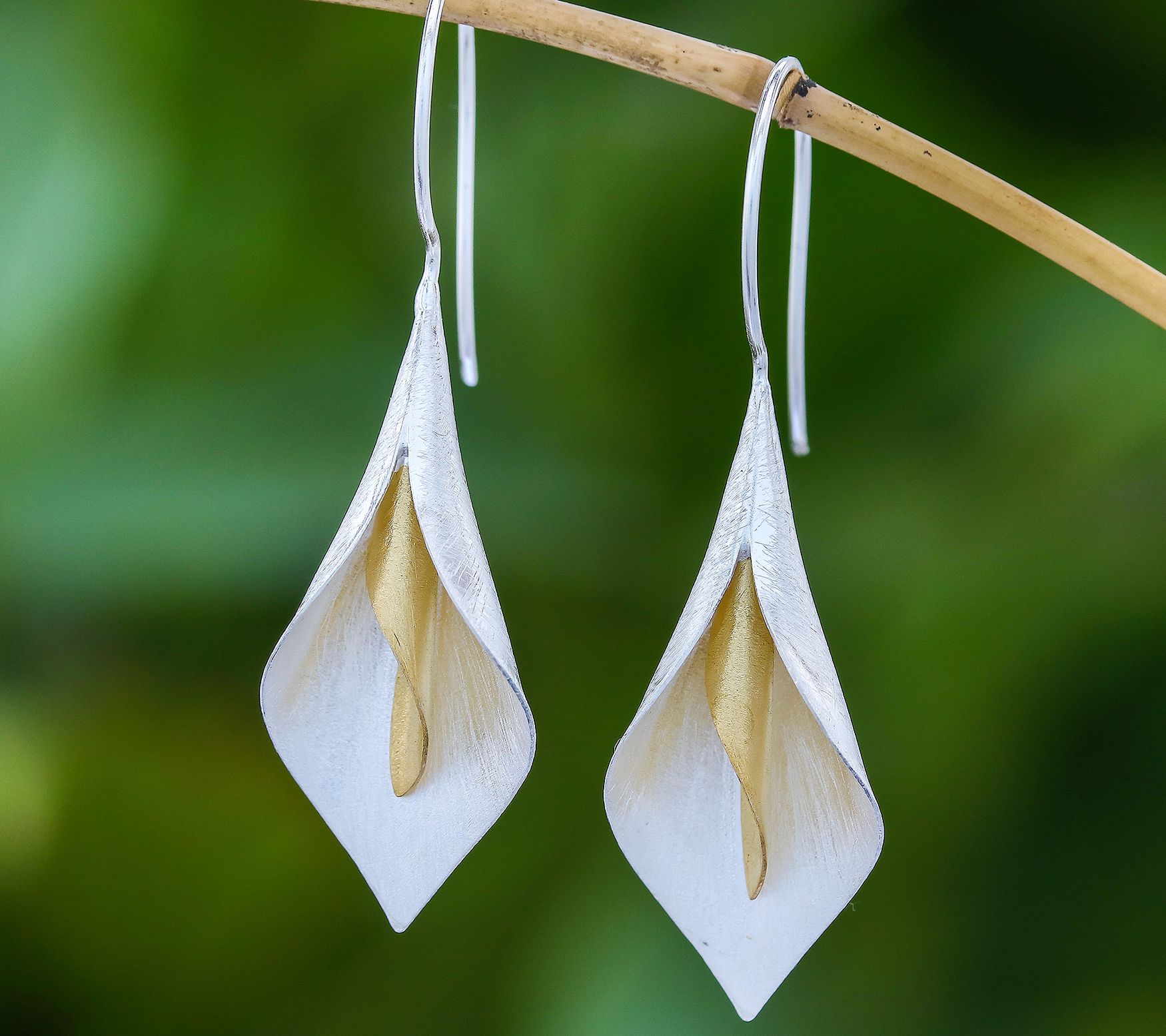 Novica Two-Tone Serene Lily Drop Earrings