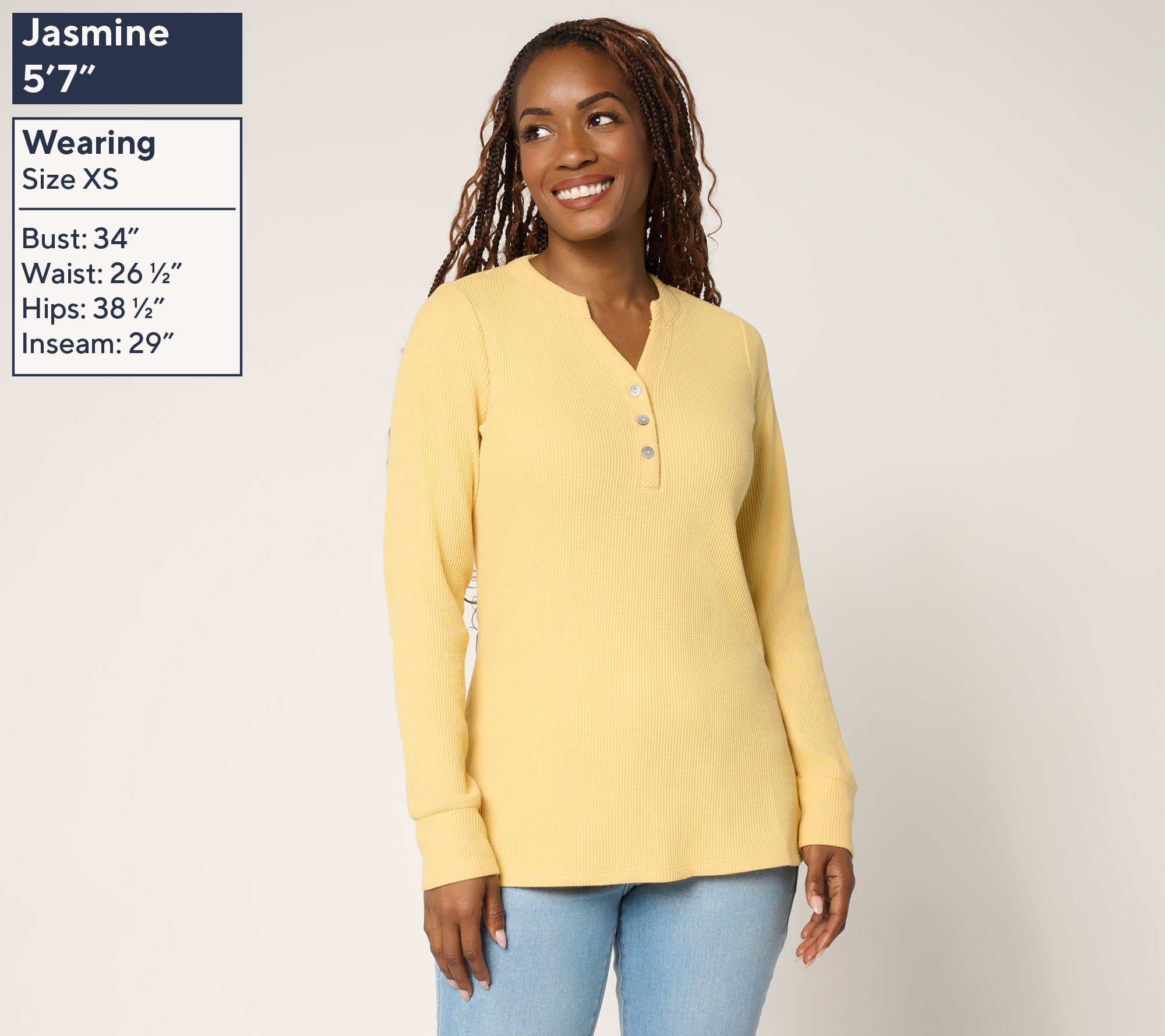 Belle by Kim Gravel Micro Waffle Layering Henley