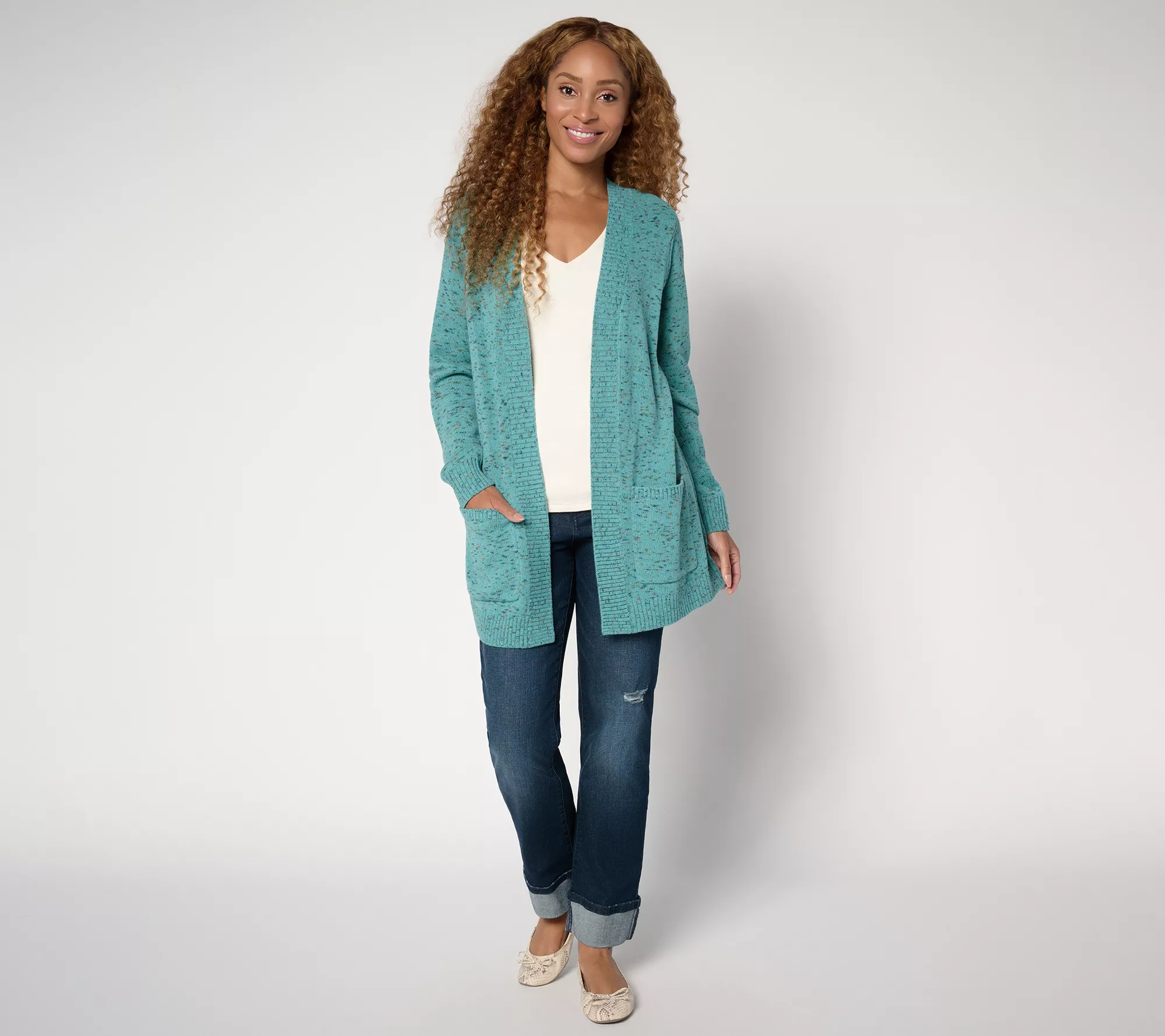 Belle by Kim Gravel Confetti Open Front Cardigan