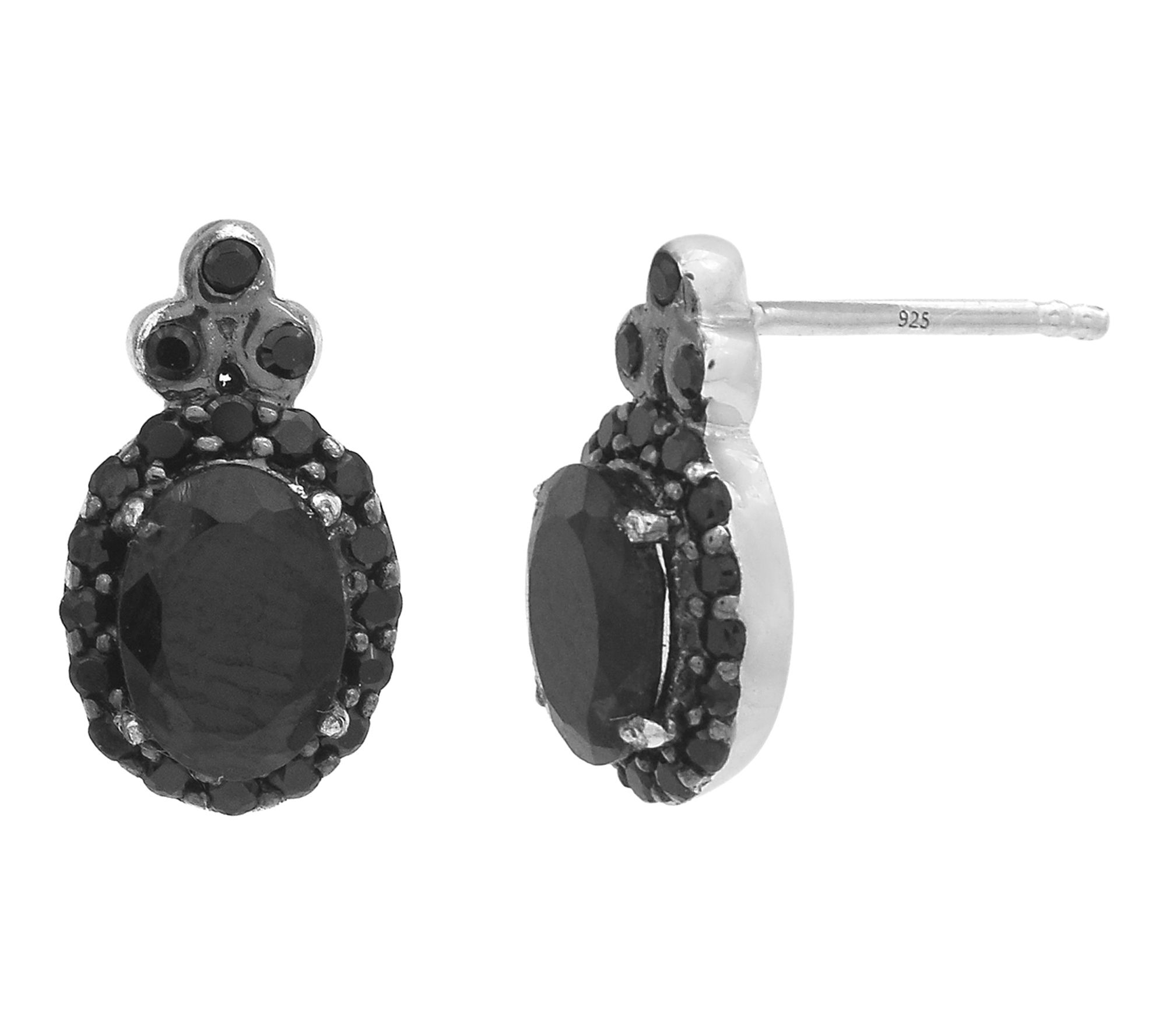 Affinity Gems Black Spinel Stud Earrings, Sterling Silver