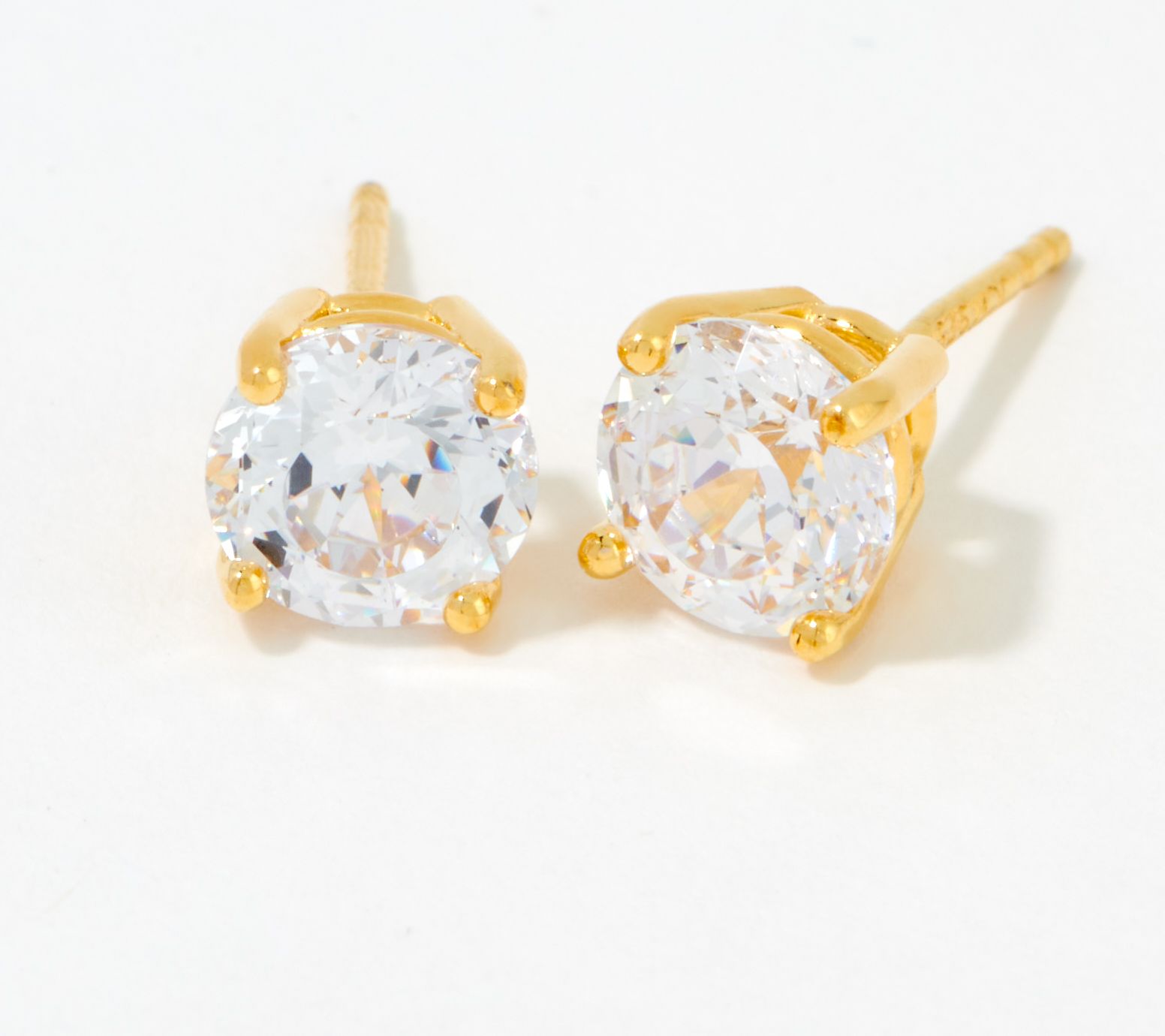 Diamonique 100-Facet 2.00 cttw Stud Earrings, 18K Gold Plated