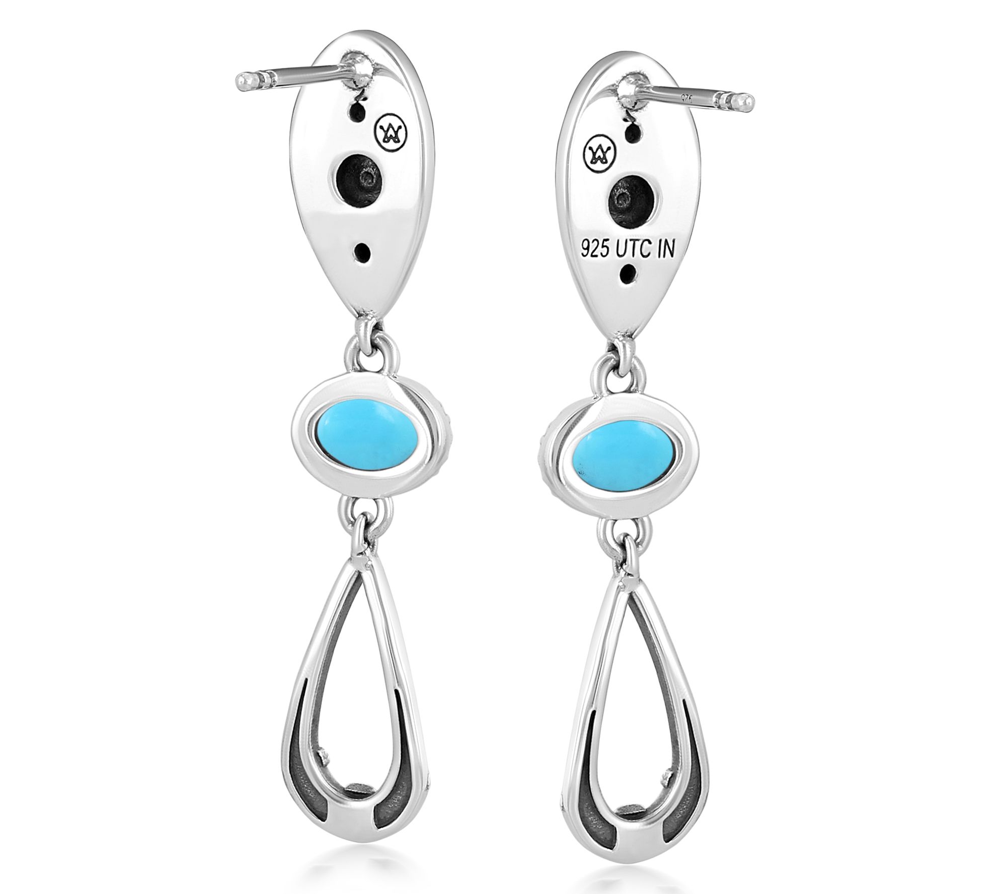 American West Sterling Teardrop Double Loop Gemstone Earrings