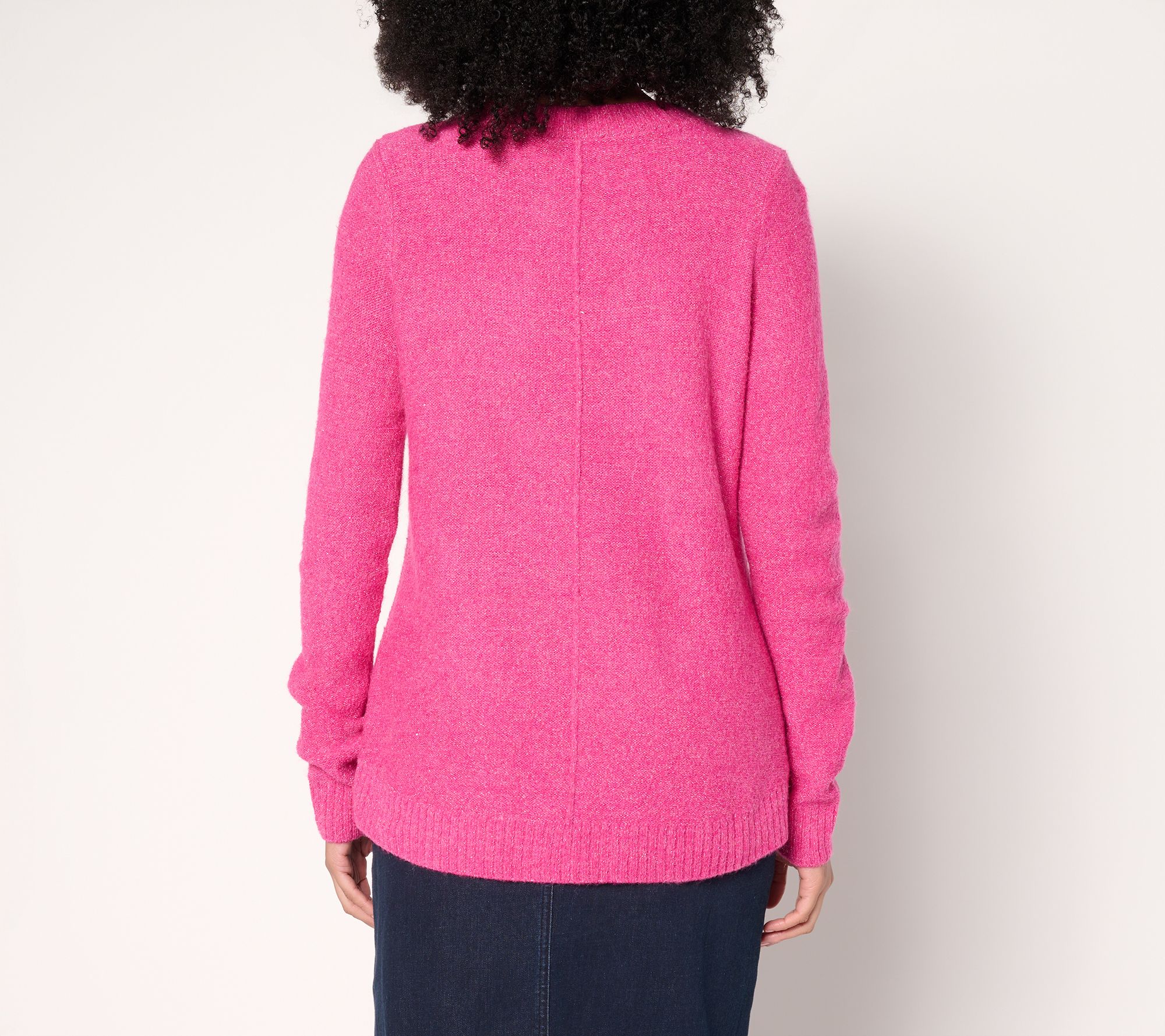 Denim & Co. Crew Neck Long Sleeve Sparkle Sweater