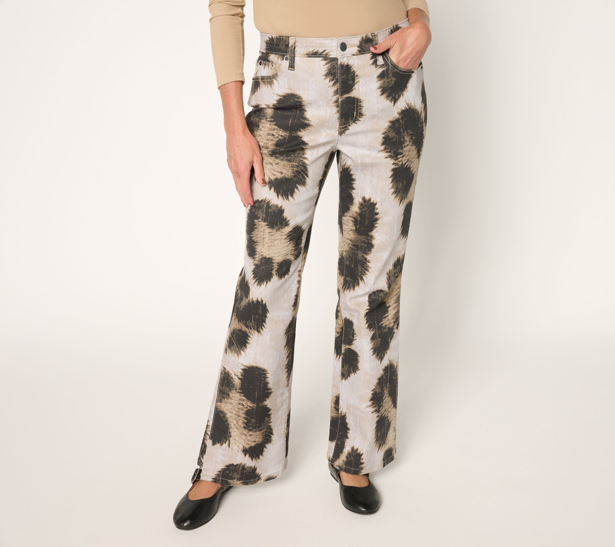 Me by Jennie Garth Petite City Flare Jeans- Cheetah