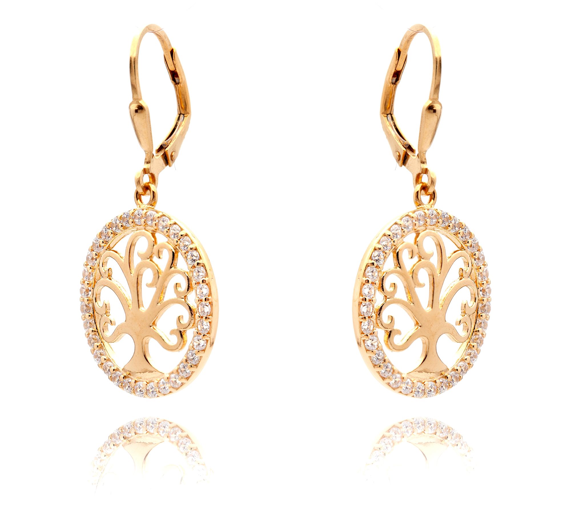 Diamonique Tree of Life Dangle Earrings, Sterling Silver