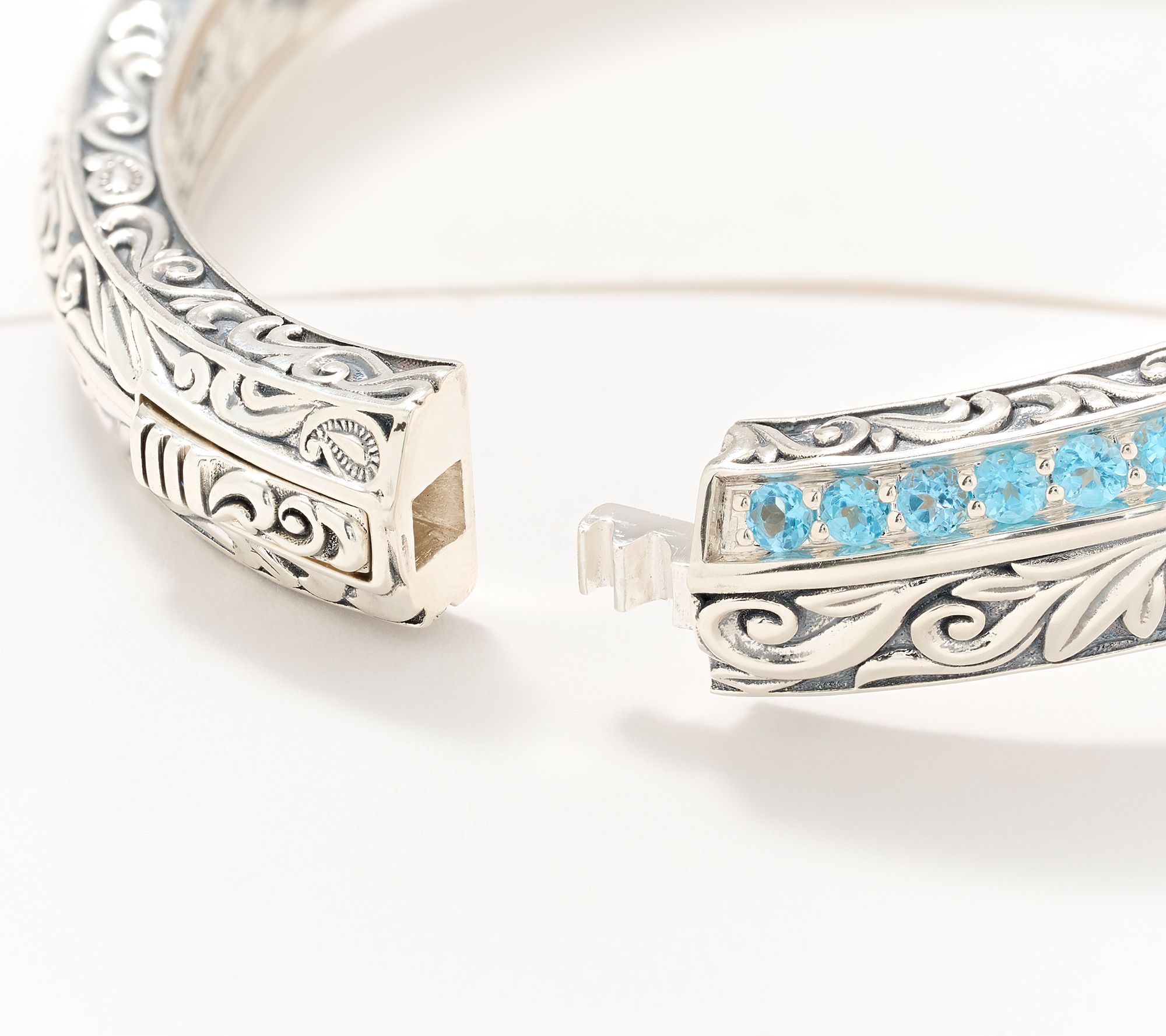 Third Person Sterling Silver Pave Gemstone Bangle Bracelet