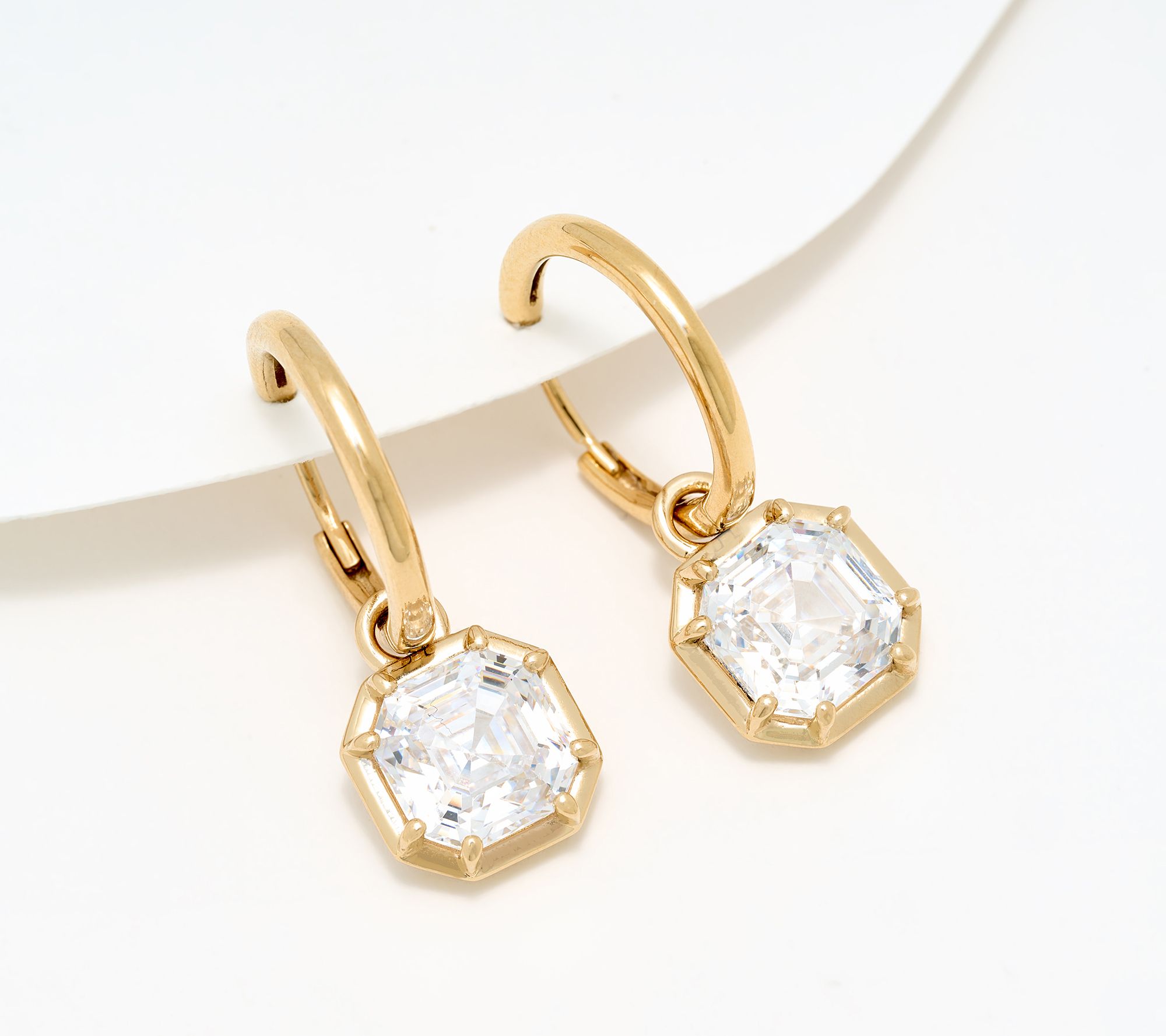 Diamonique Classics Huggie Hoop Round Drop Earrings, Sterl