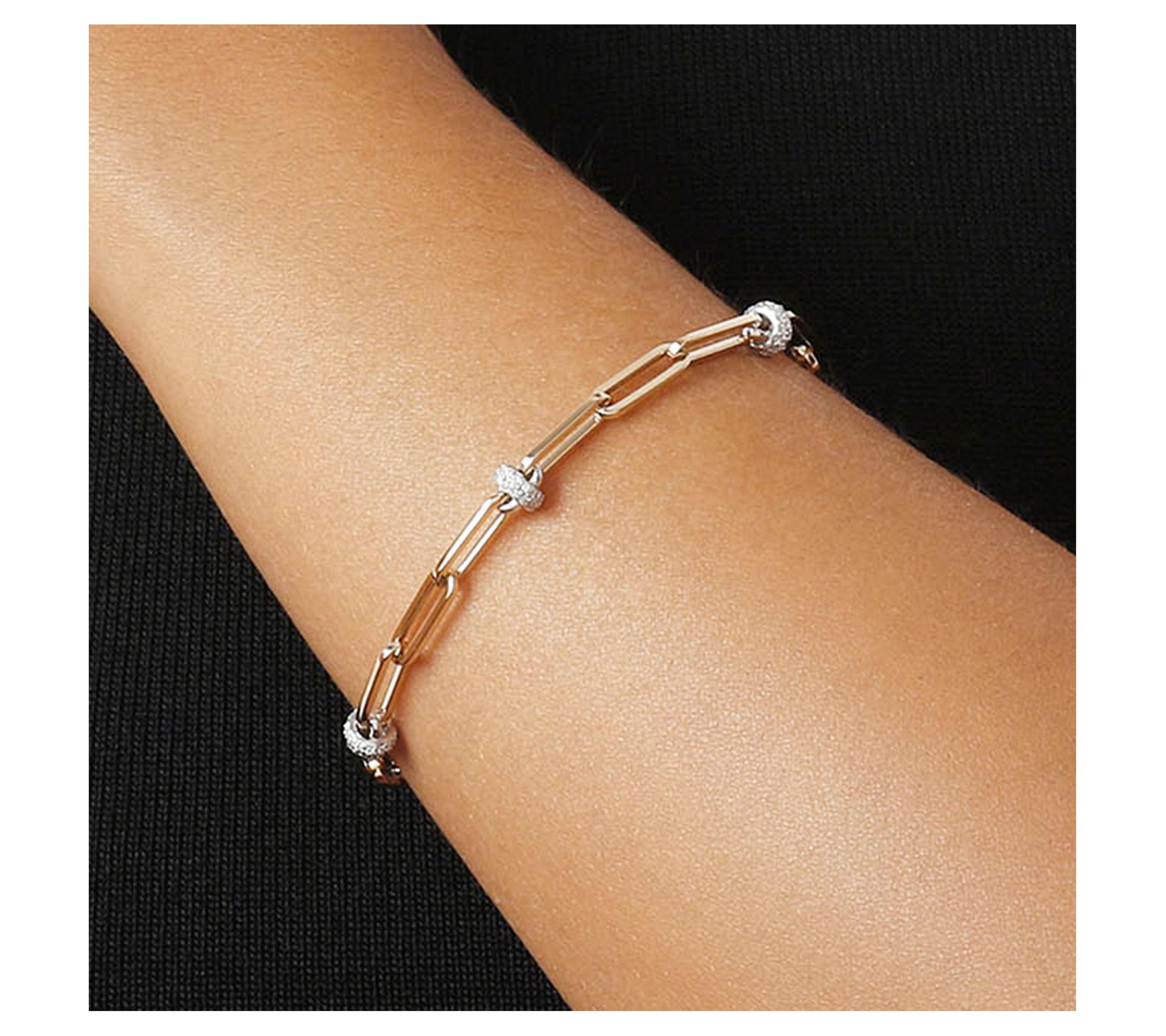 Alberto Milani Diamond Accent Paperclip Bracelet, 14K, 6.0g