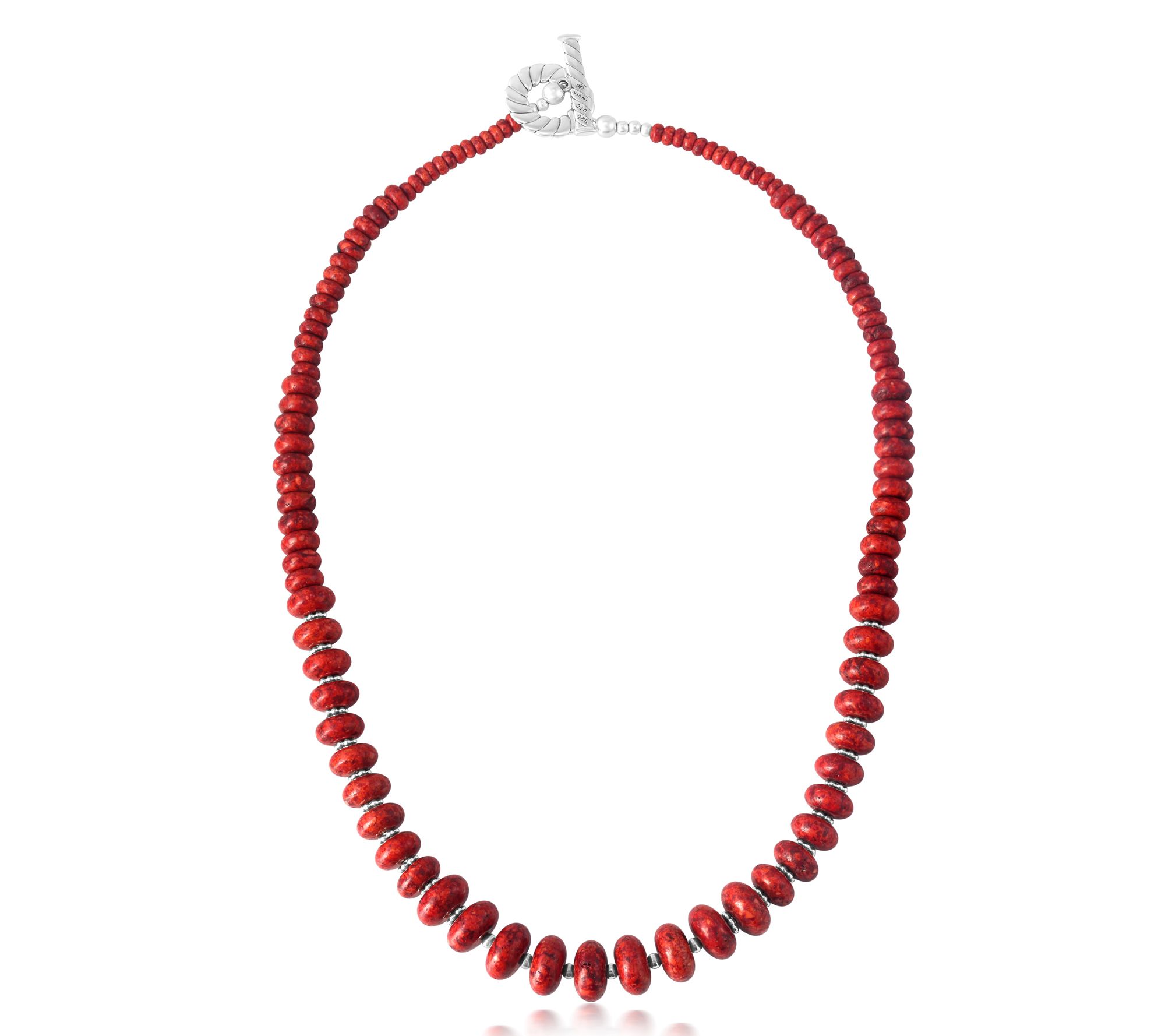 American West Sterling Sponge Coral Bead ToggleNecklace