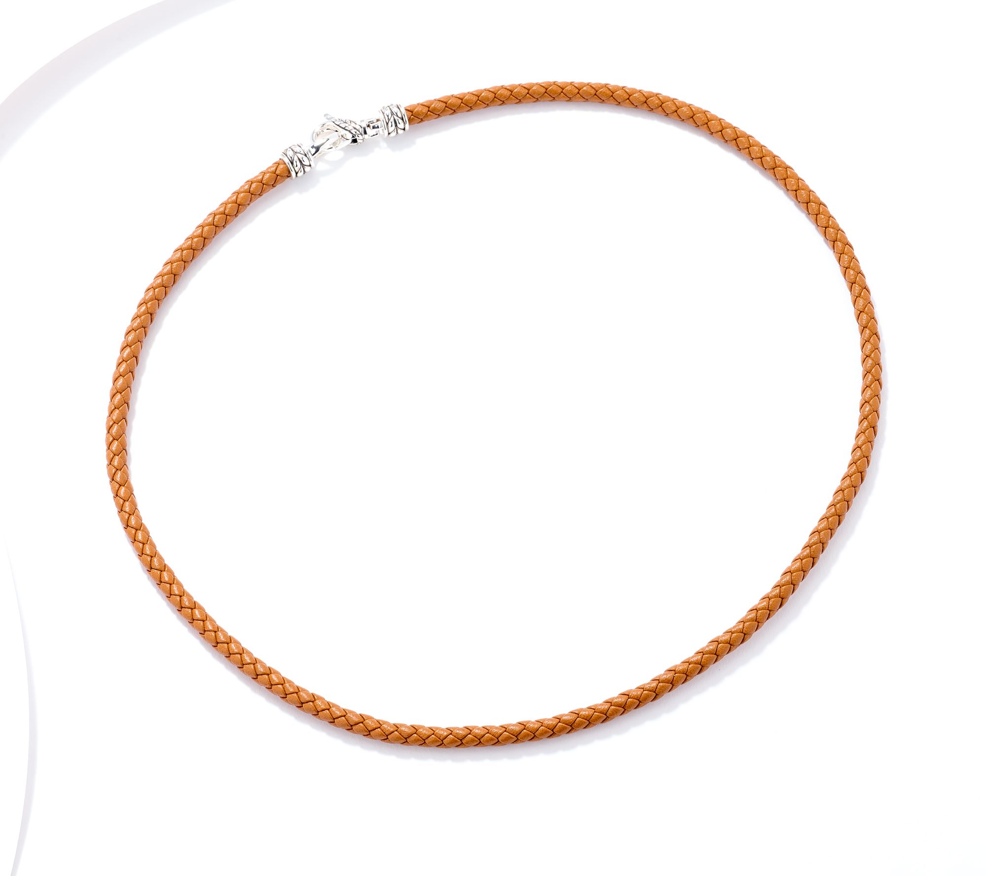 JAI Sterling Silver Braided Genuine Leather 18