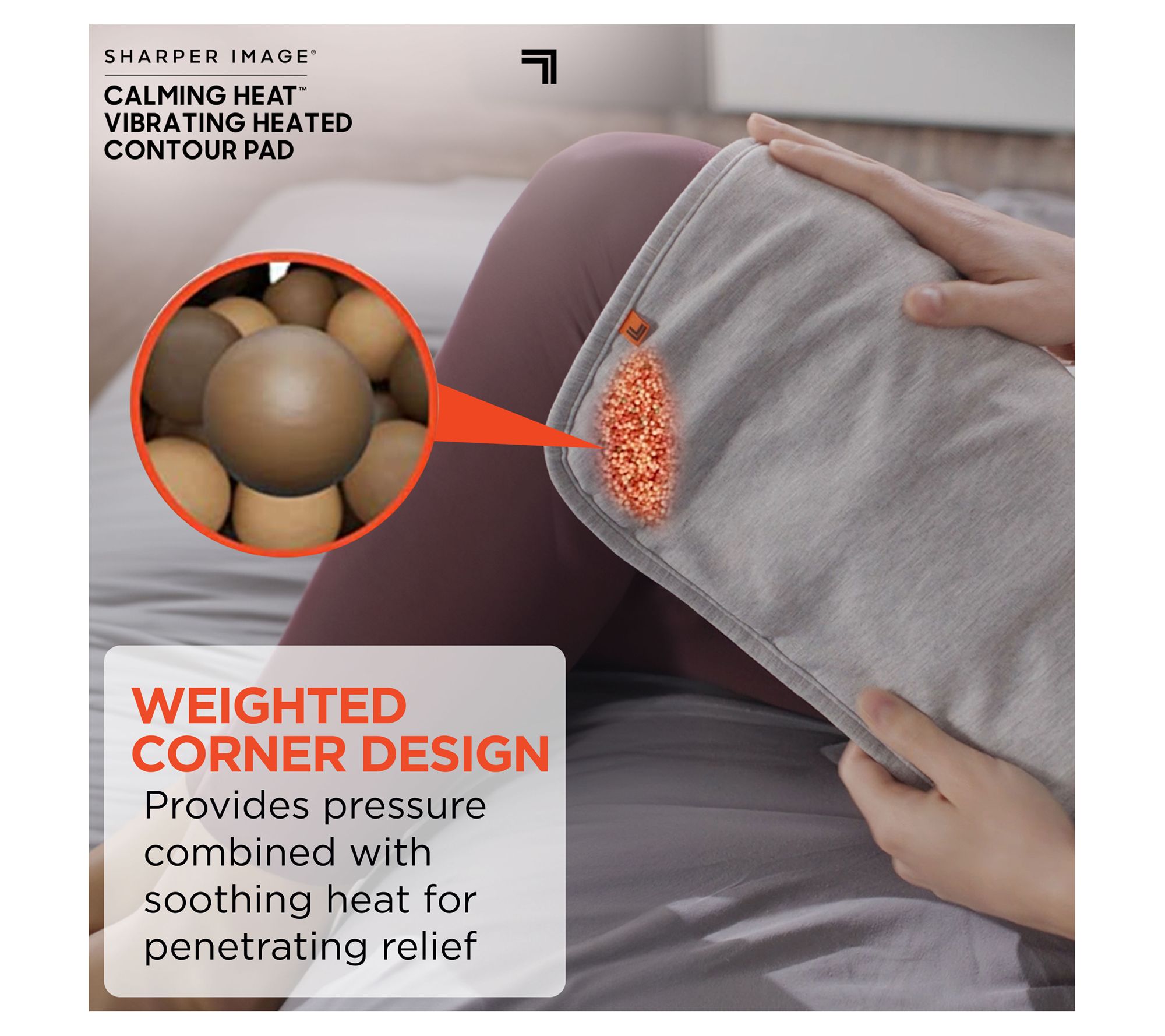 Sharper Image Calming Heat Copper & Charcoal Contour Pad