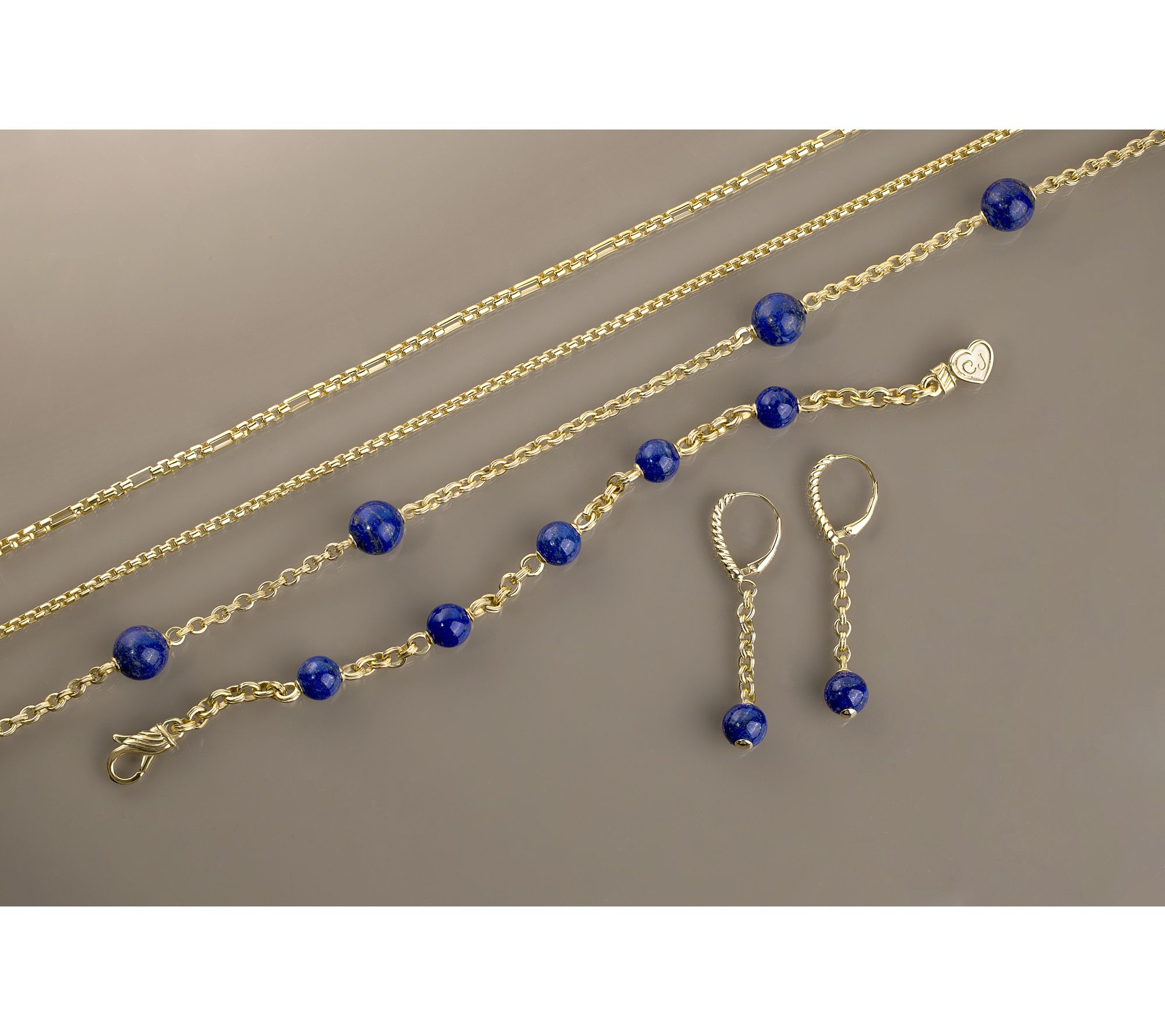 Christian James Gemstone 14K Gold Clad Bead Double Rolo Bracelet