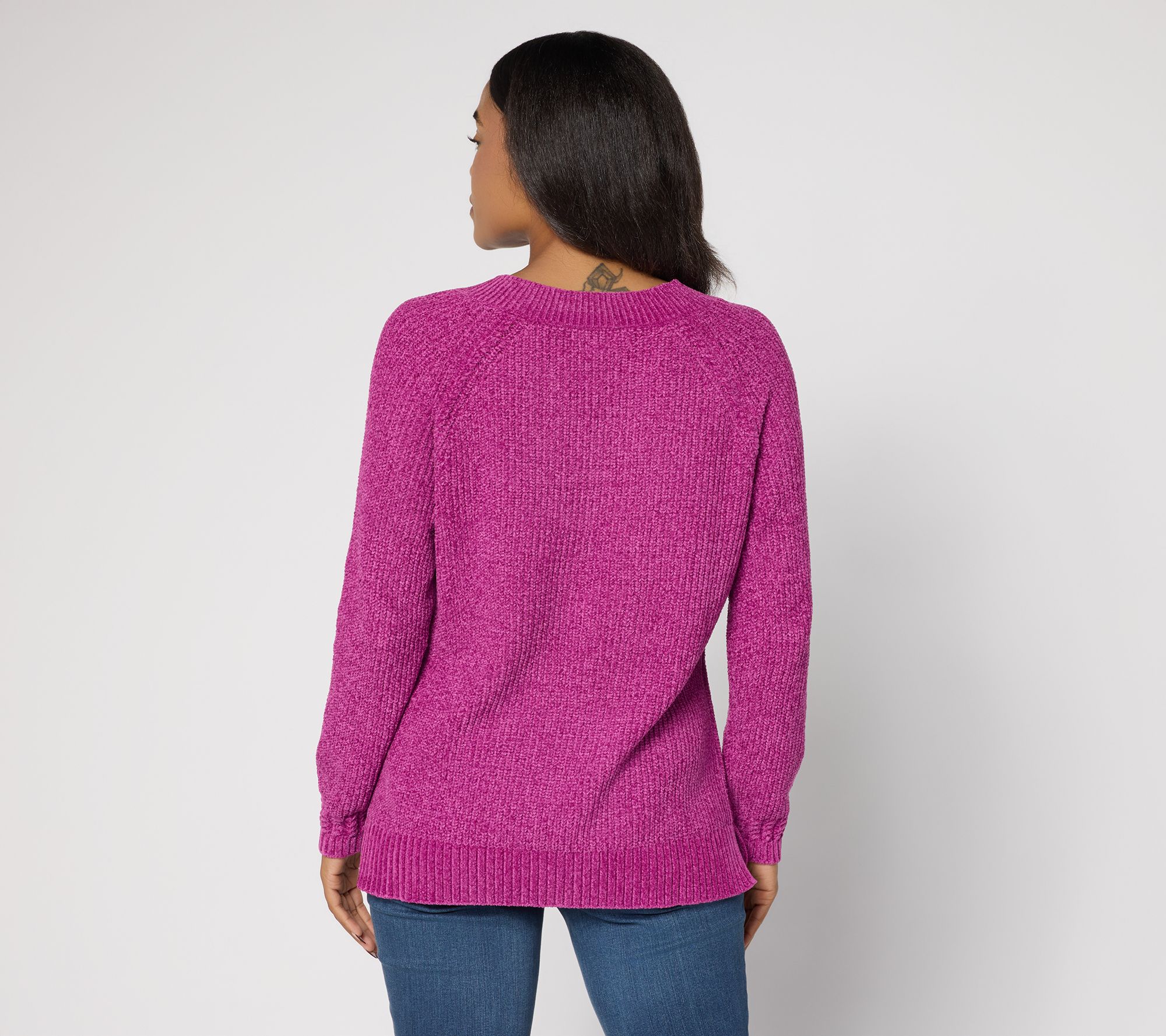 Belle by Kim Gravel Chenille Shaker Knit V-Neck Sweater