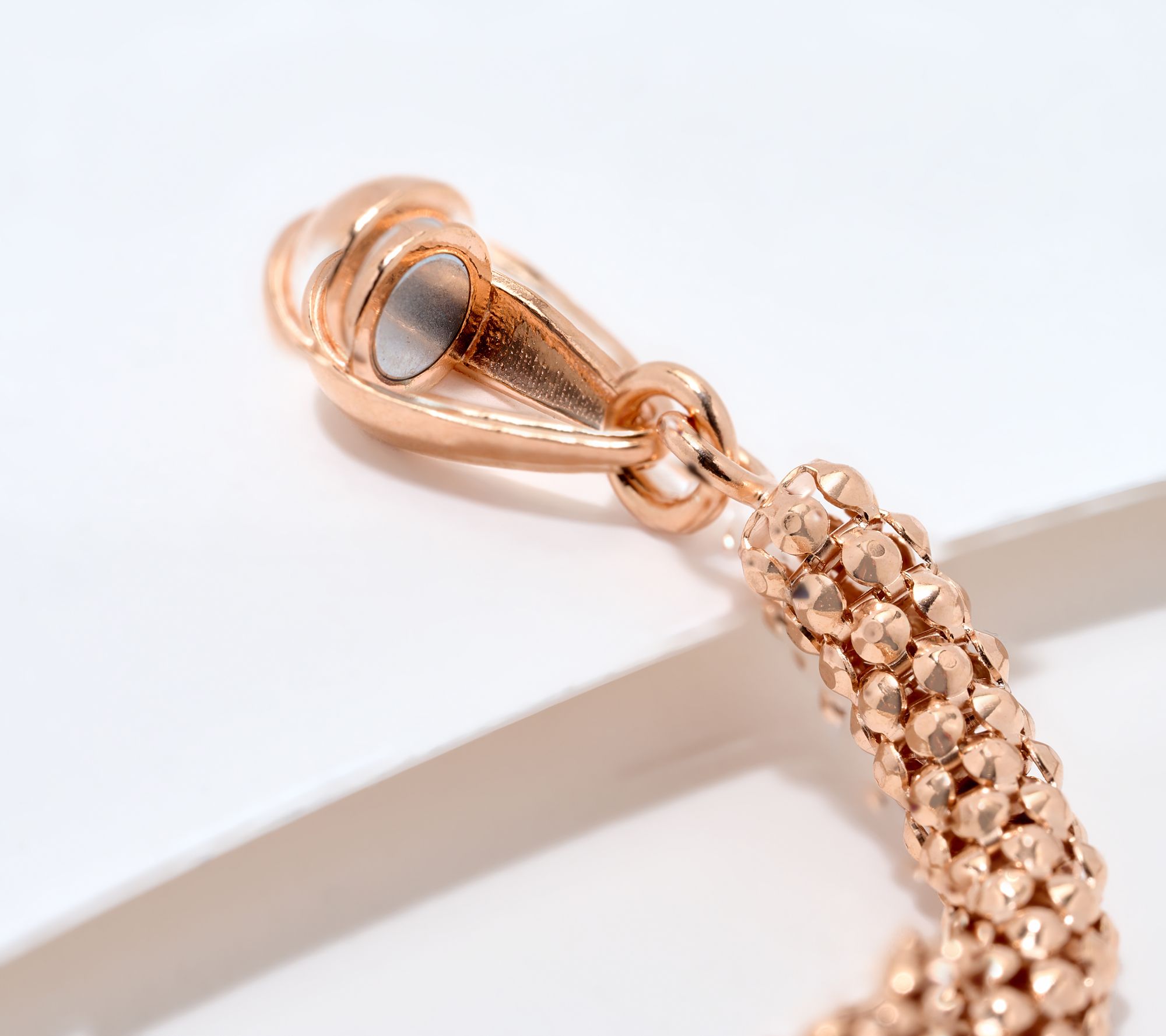 UltraFine 950 Silver Popcorn Chain Magnetic Clasp Bracelet