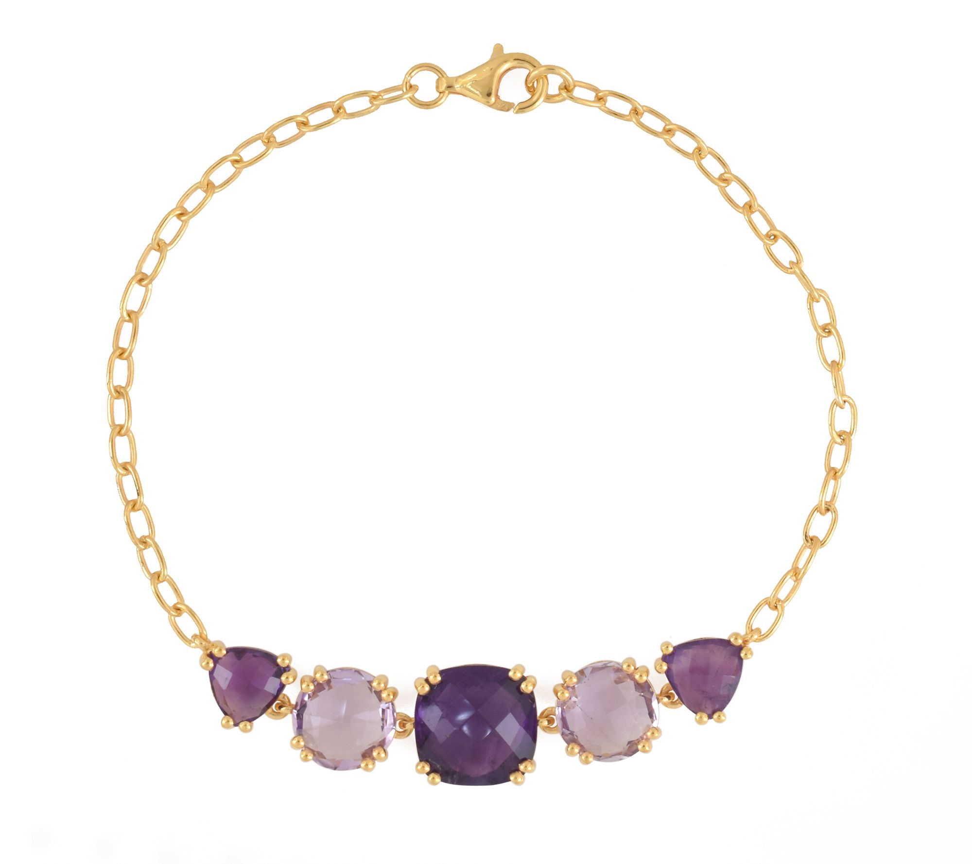 Affinity Gems Amethyst & Rose De France Bracelet, 14K Plated