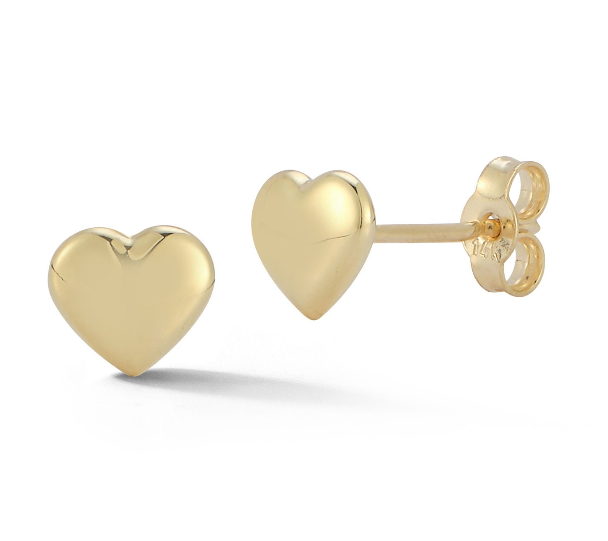 Luminosa Gold Puffed Heart Stud Earrings, 14K