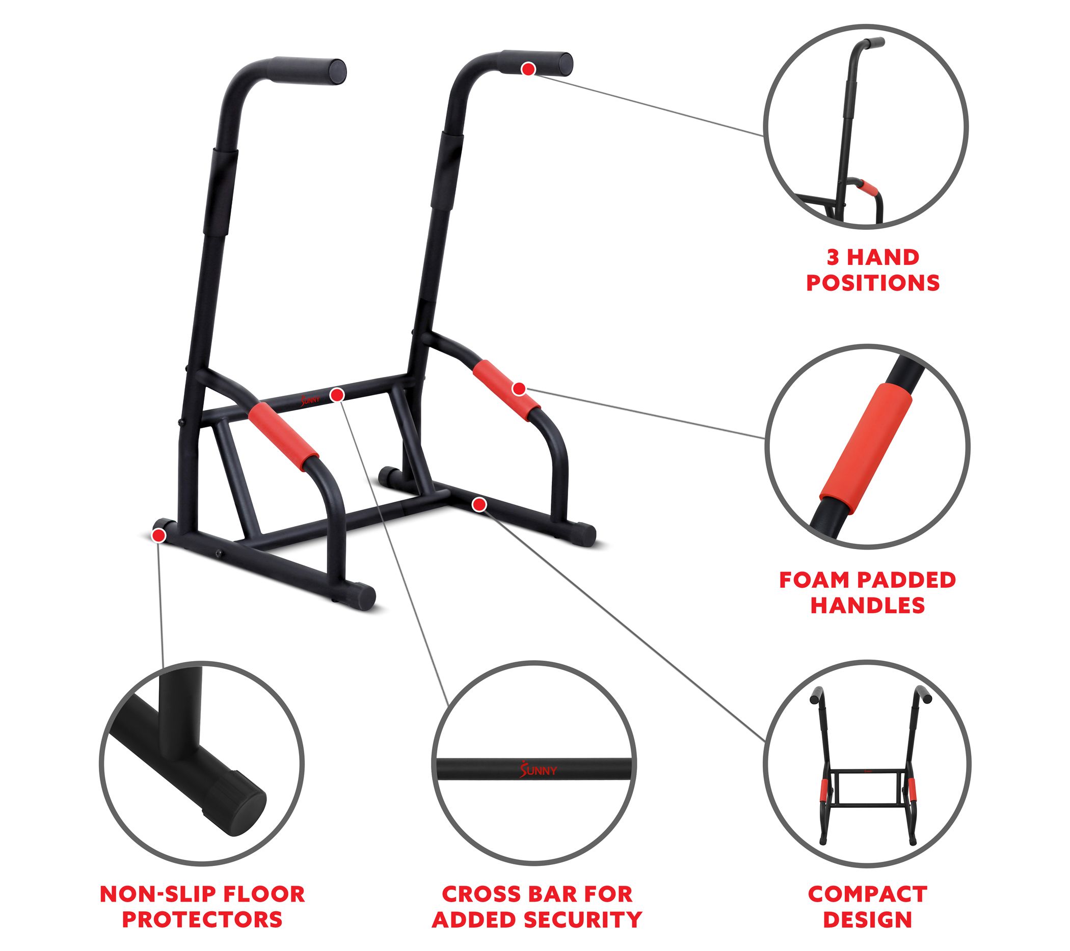 Sunny Health & Fitness Multifunction Dip Statio n Strength Bar