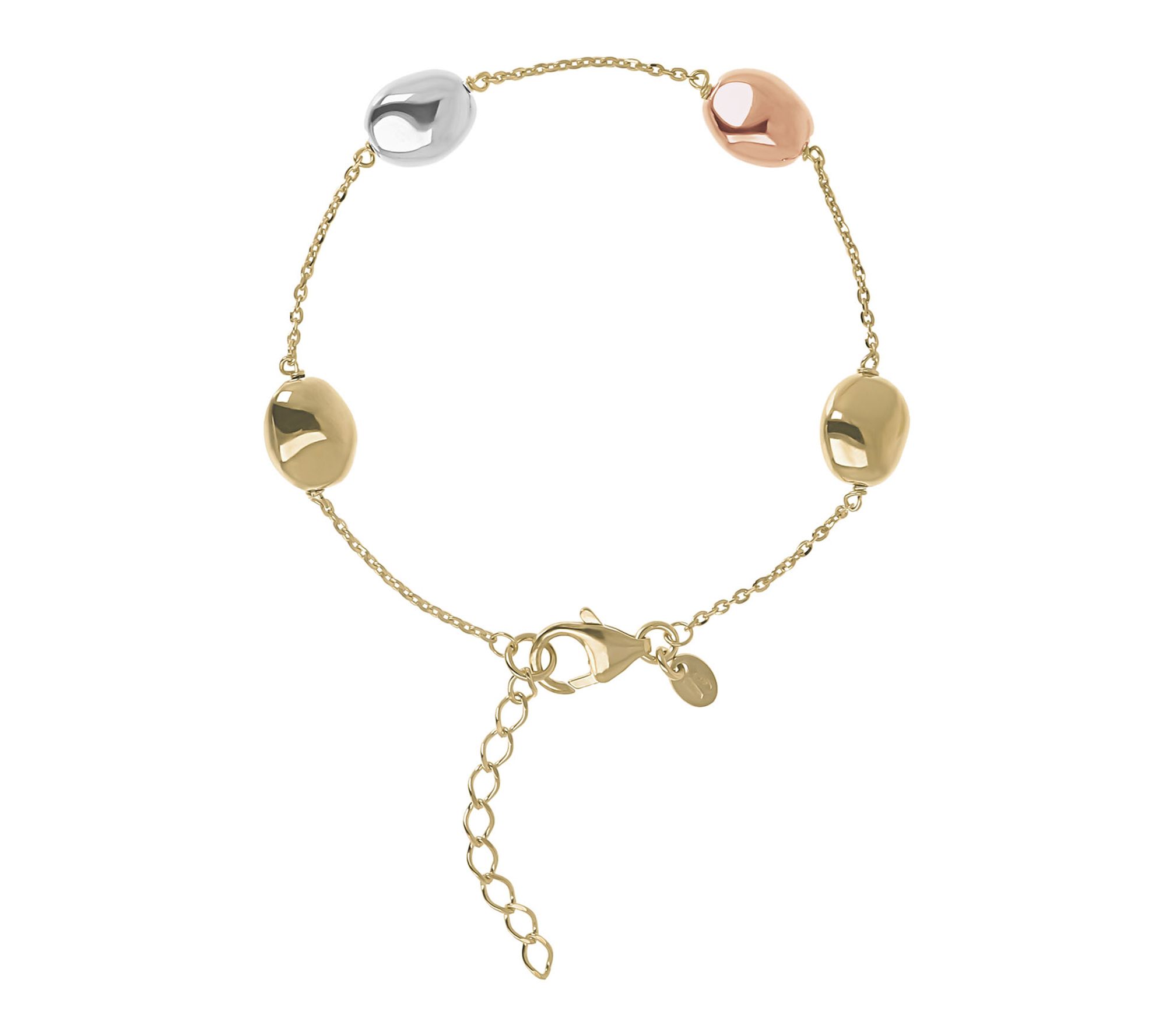 Veronese 18K Clad Polished Nugget Station Bracelet