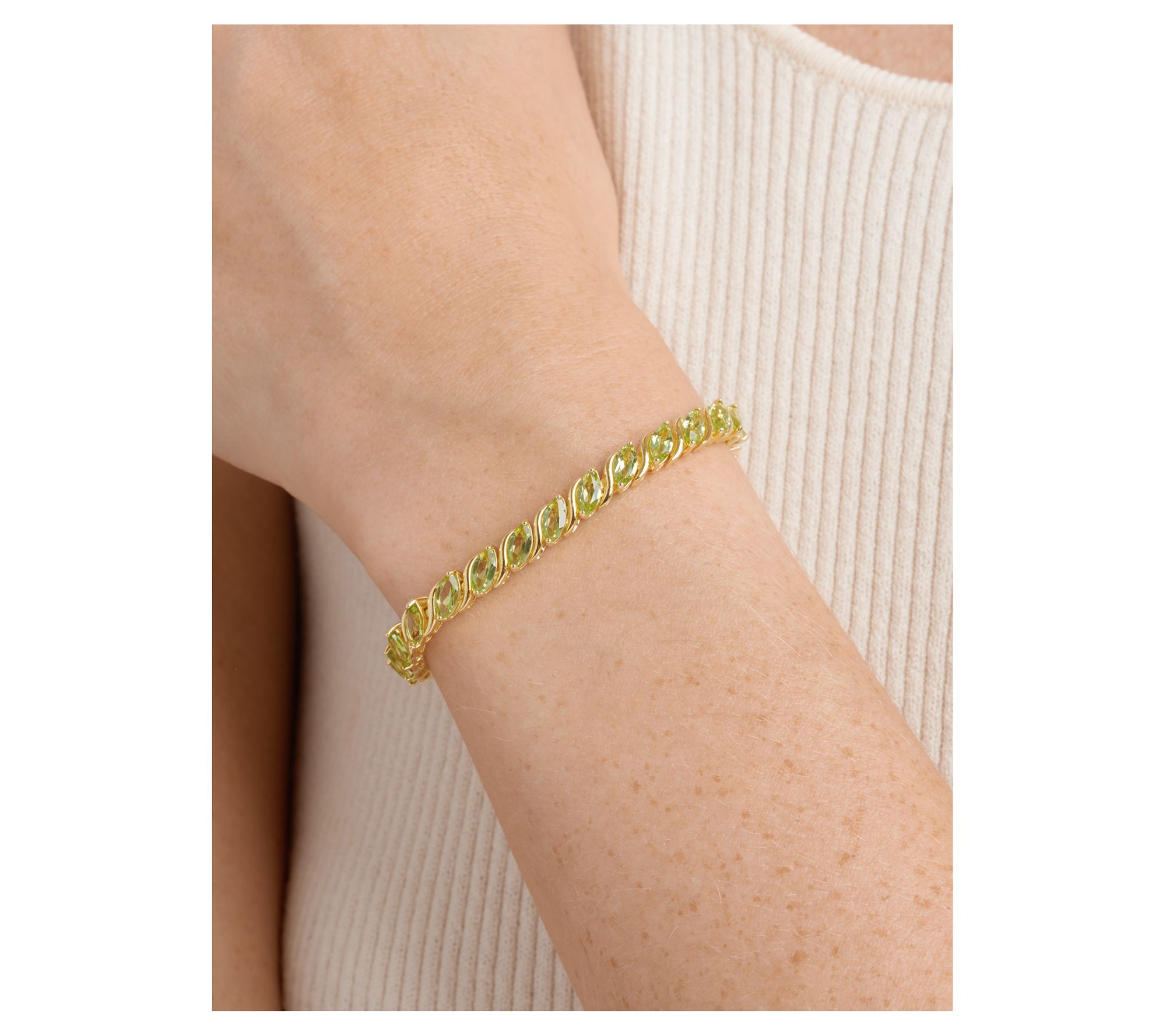 Affinity Gems Marquise Gemstone Tennis Bracelet, 18K Plated