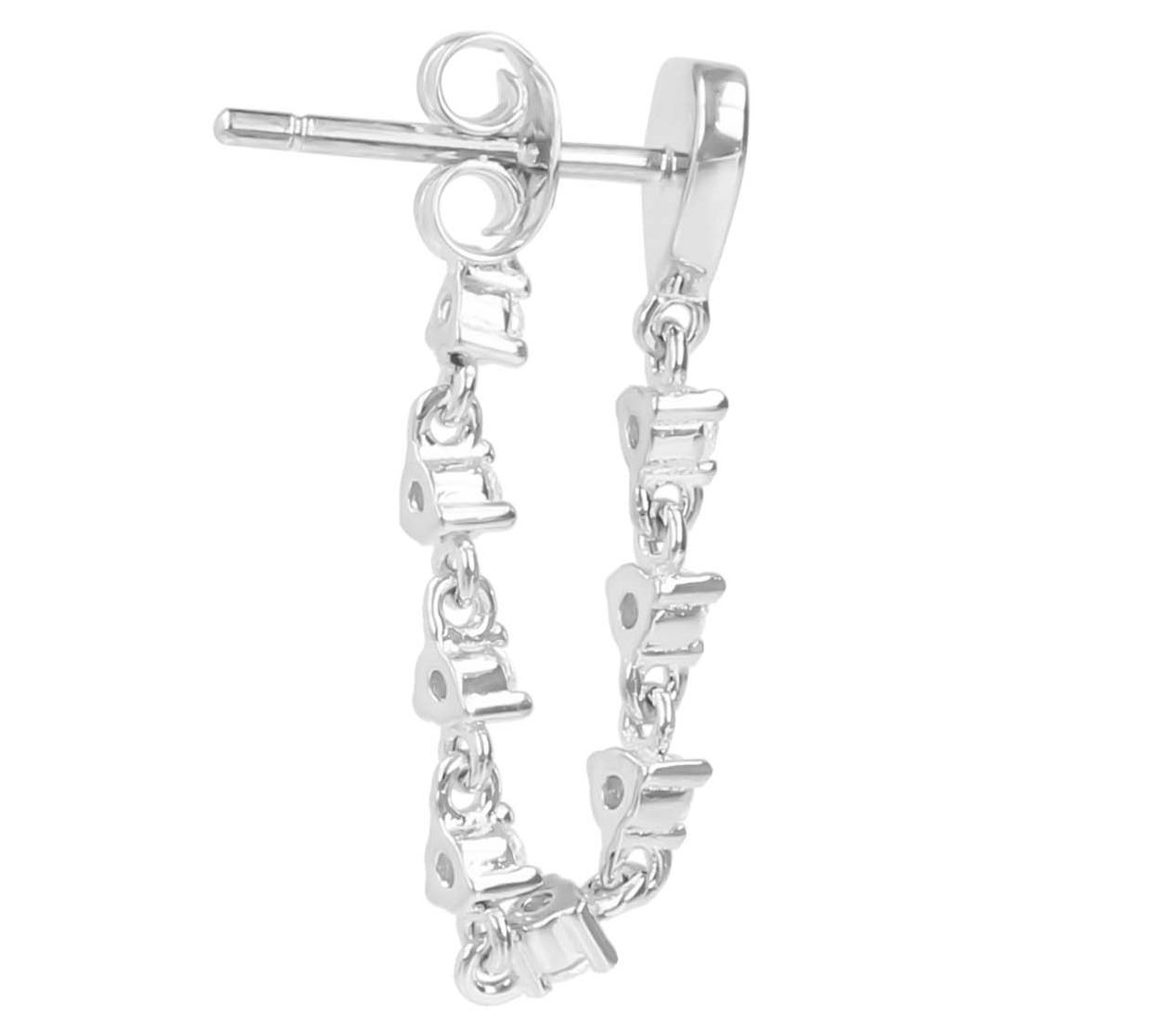 Diamonique Enamel Heart Chain Dangle Earrings, Sterling
