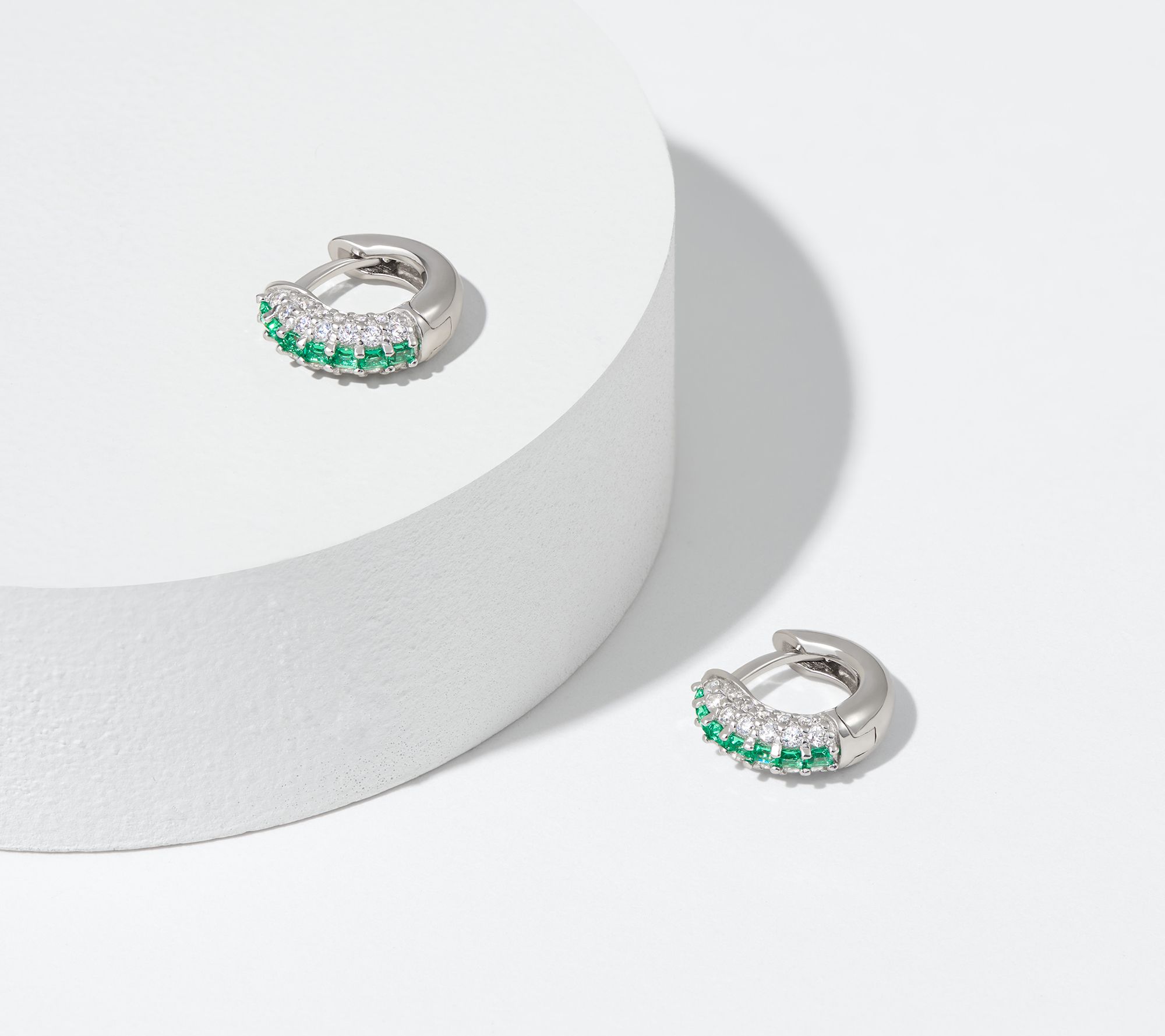 Diamonique Multi-Color Huggie Hoop Earrings, Sterling Silver