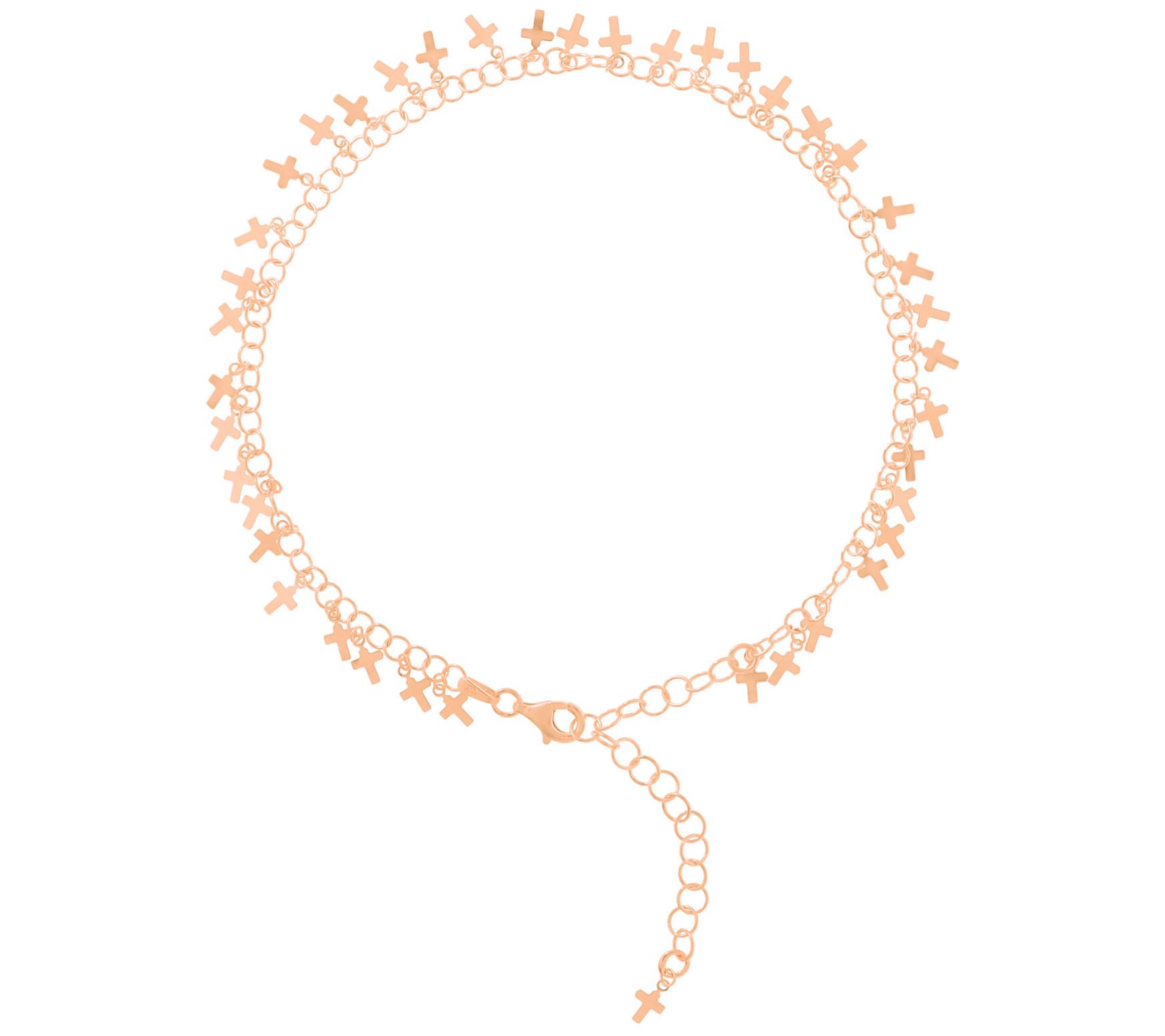 Veronese 18K Gold Plated Cross Ankle Bracelet,3.0g