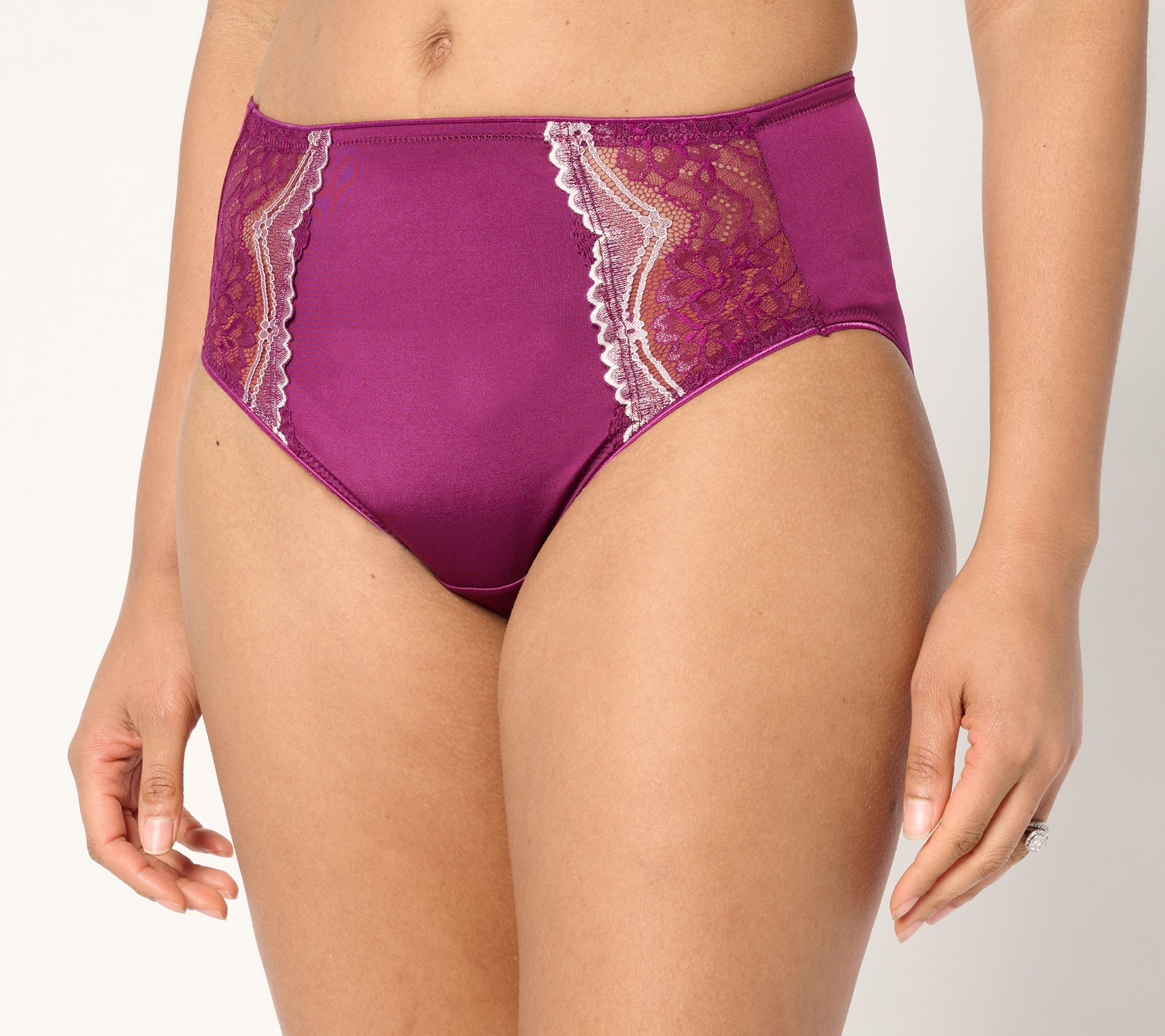 Breezies Two-Tone Lace Shimmer Hi-Cut Brief Panty Set of 2