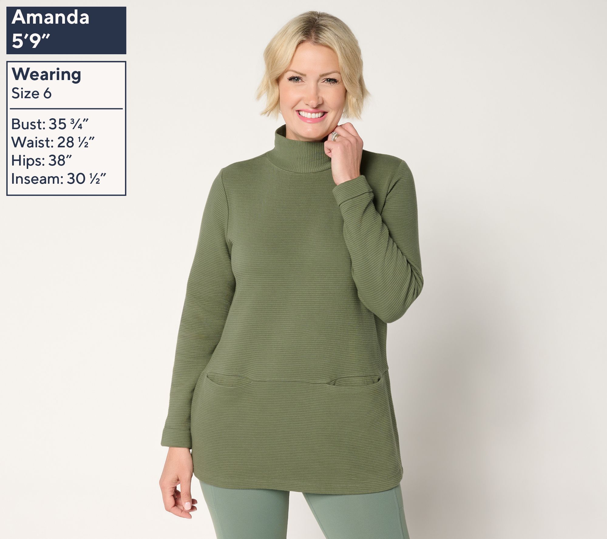 Denim & Co. Active Regular Ottoman Mock Neck Tunic