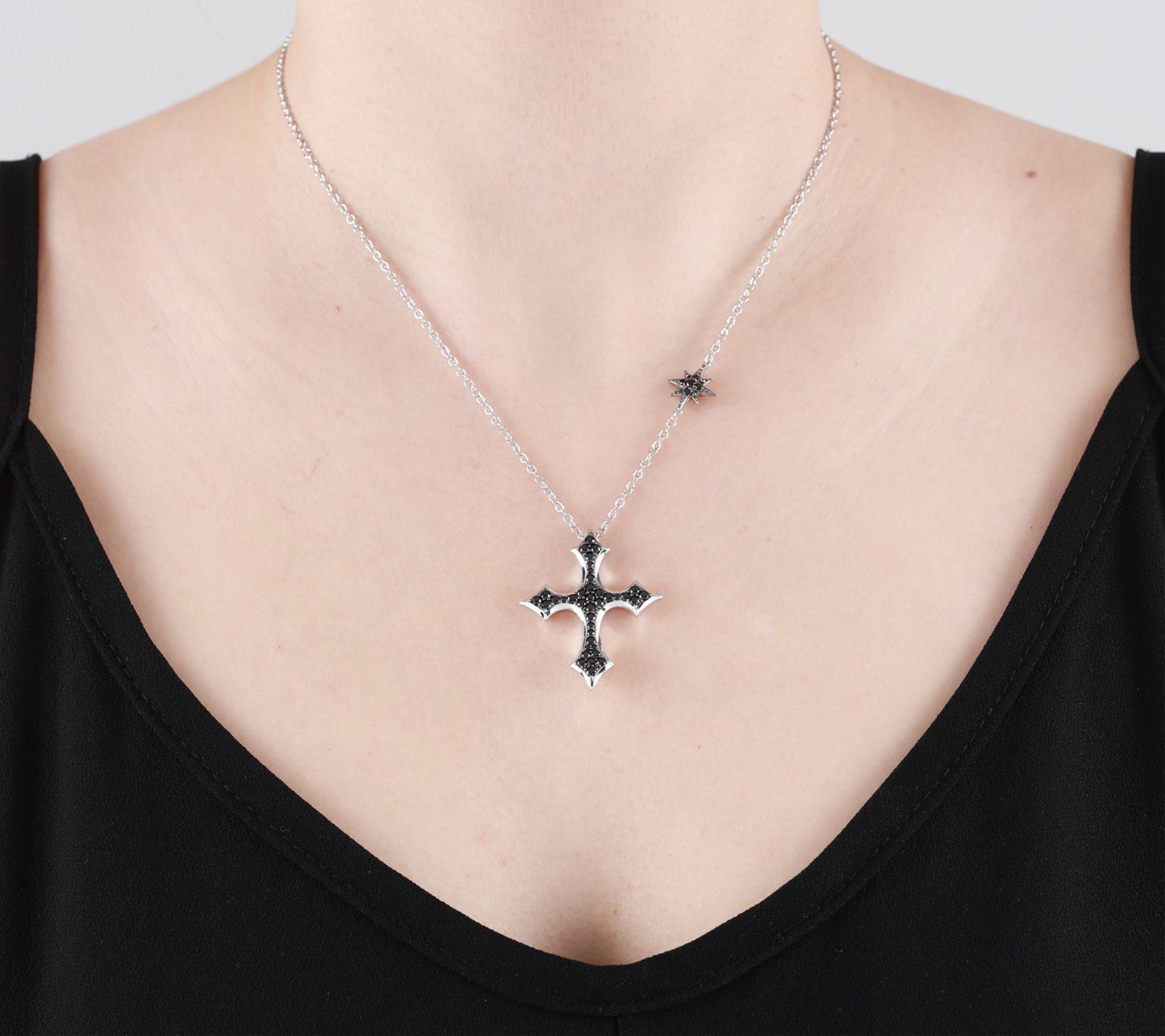 Margo Manhattan Sterling Silver Spinel FAITH Cross Necklace