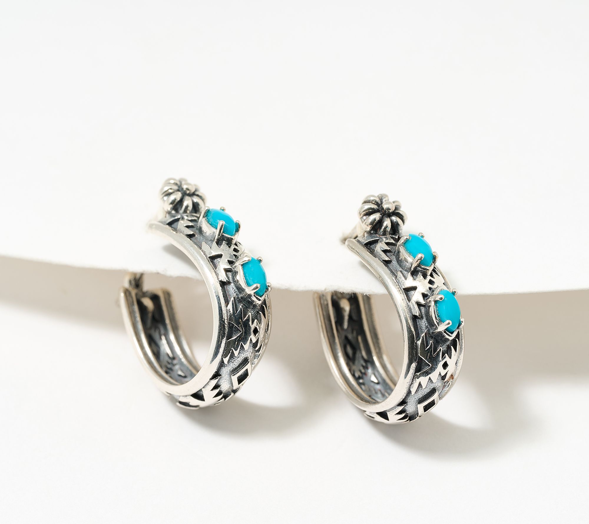 American West Sterling Silver Gemstone Huggie Hoop Earrings