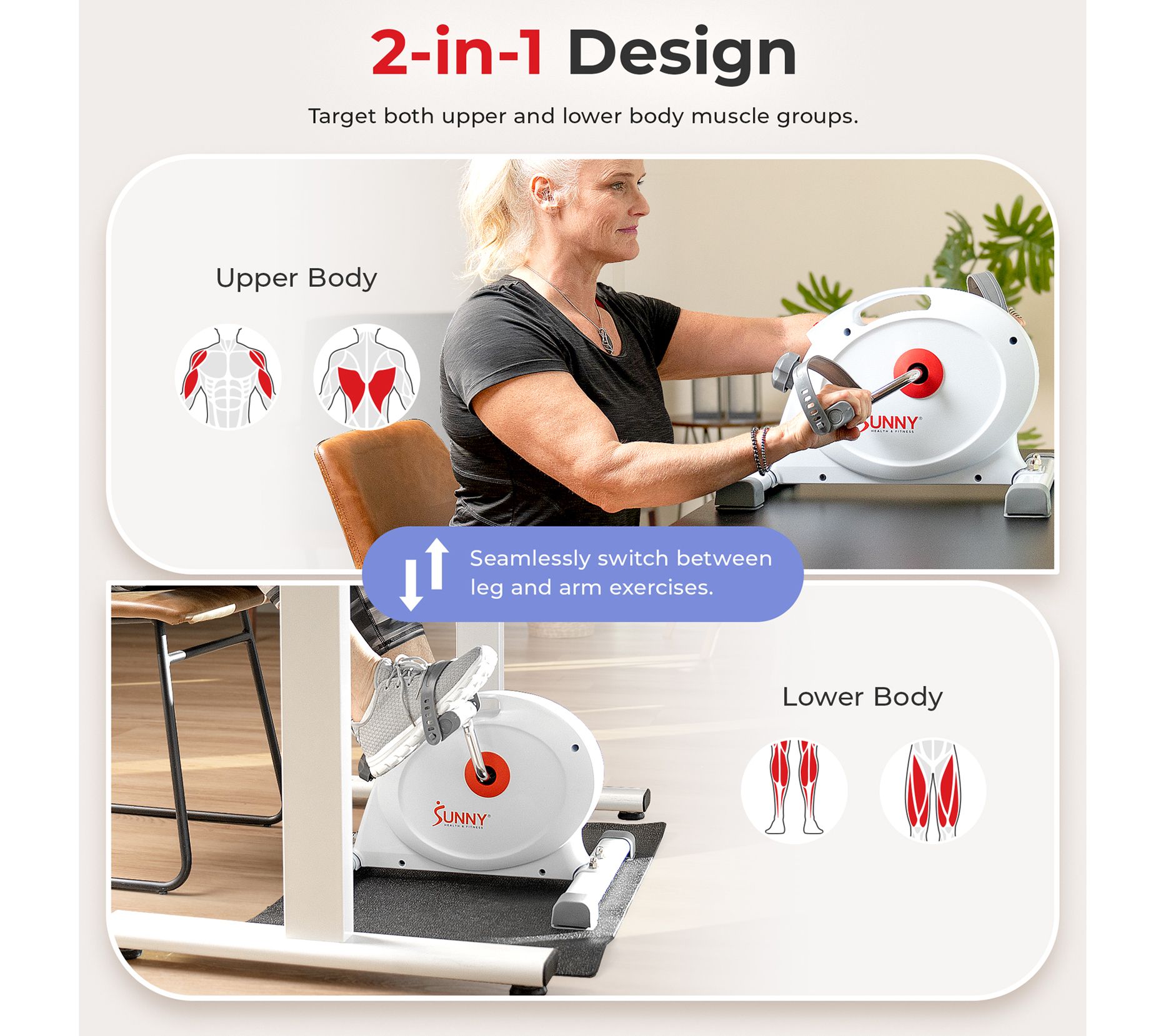 Sunny Fitness Under Desk Smart Mini Pedal Dual Function