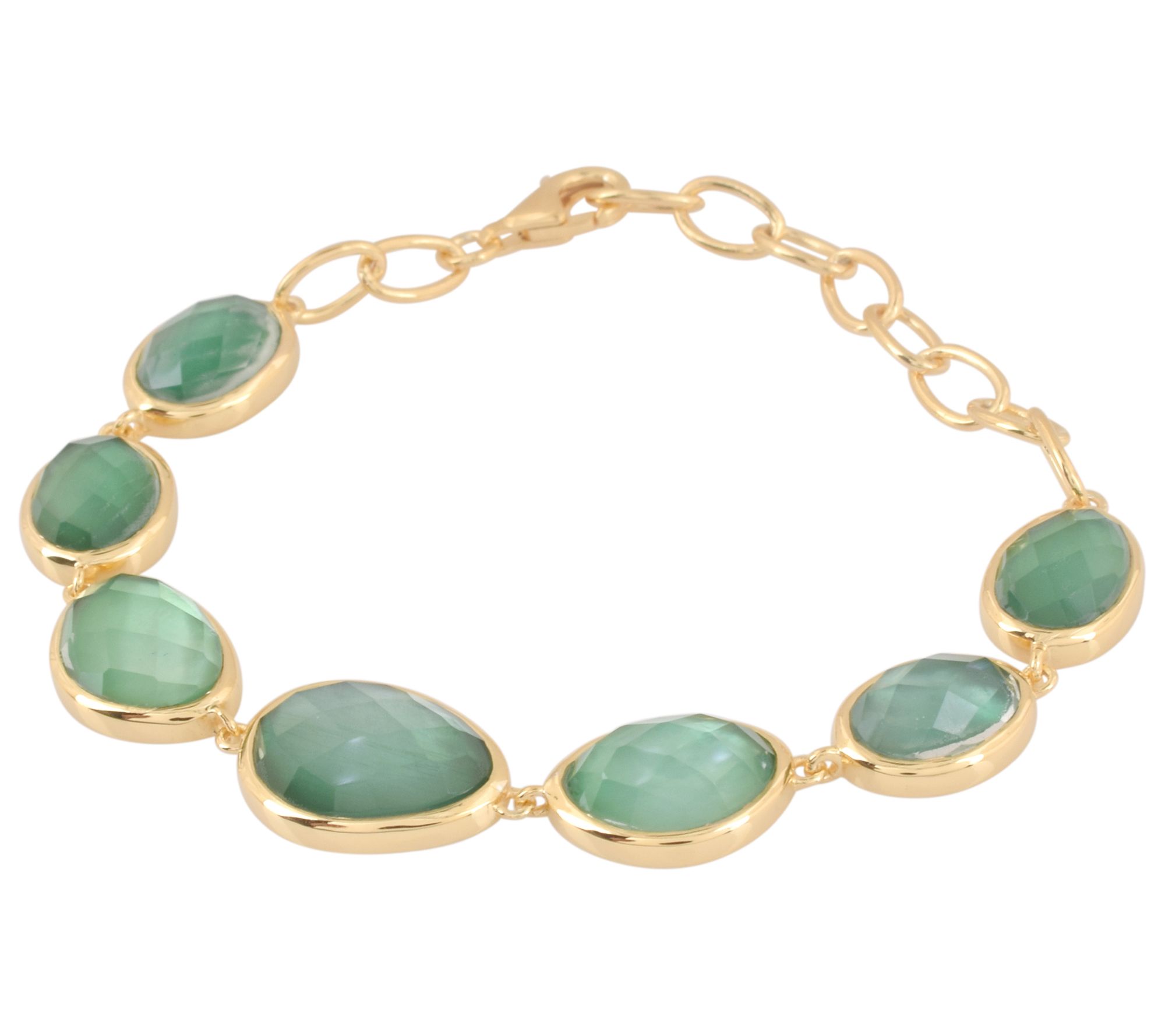 Affinity Gems 14K Plated Green Shell & Quartz Doublet Bracelet