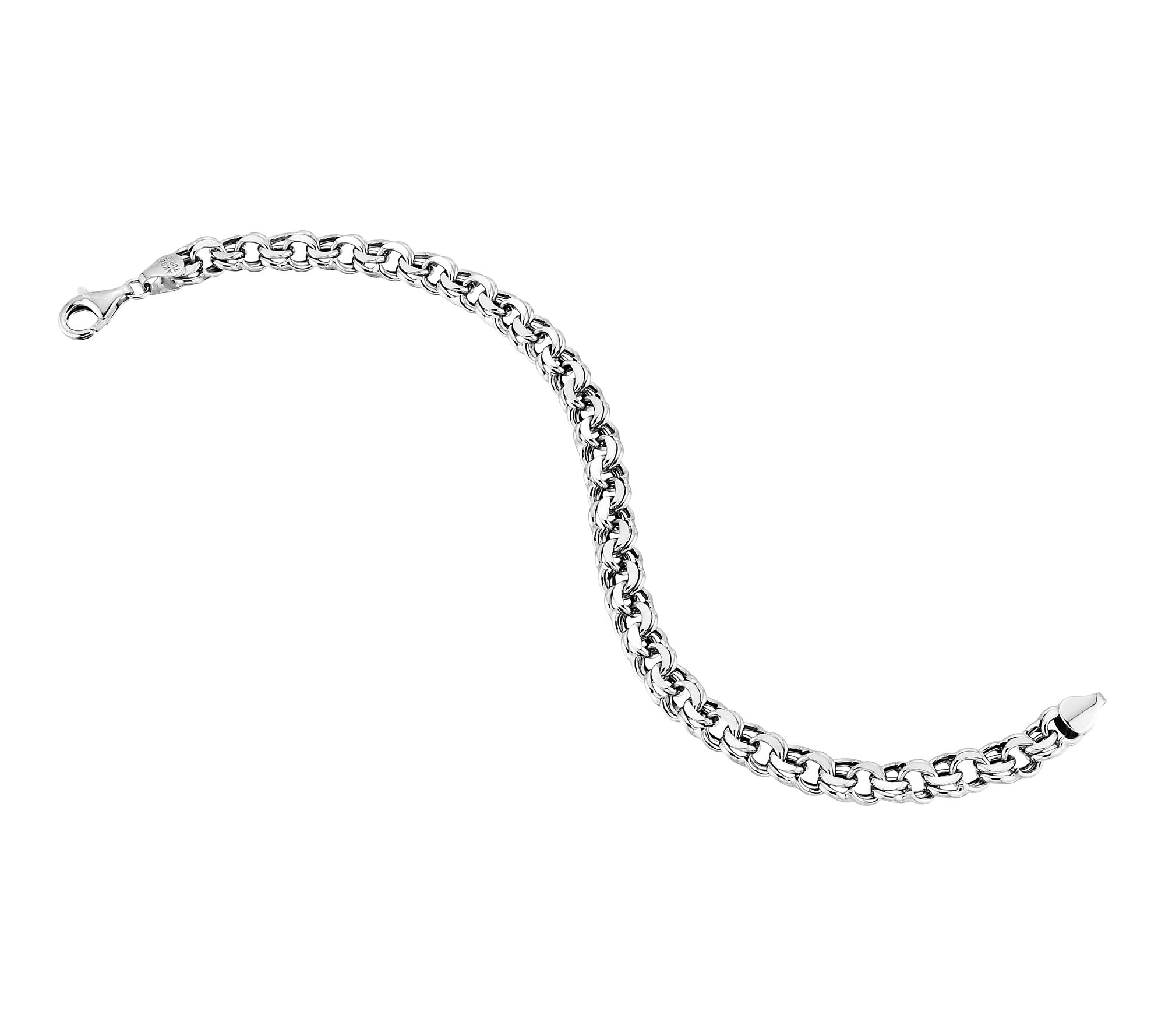 Silver Style 6mm Diamond Cut Rolo Link Bracelet, Sterling