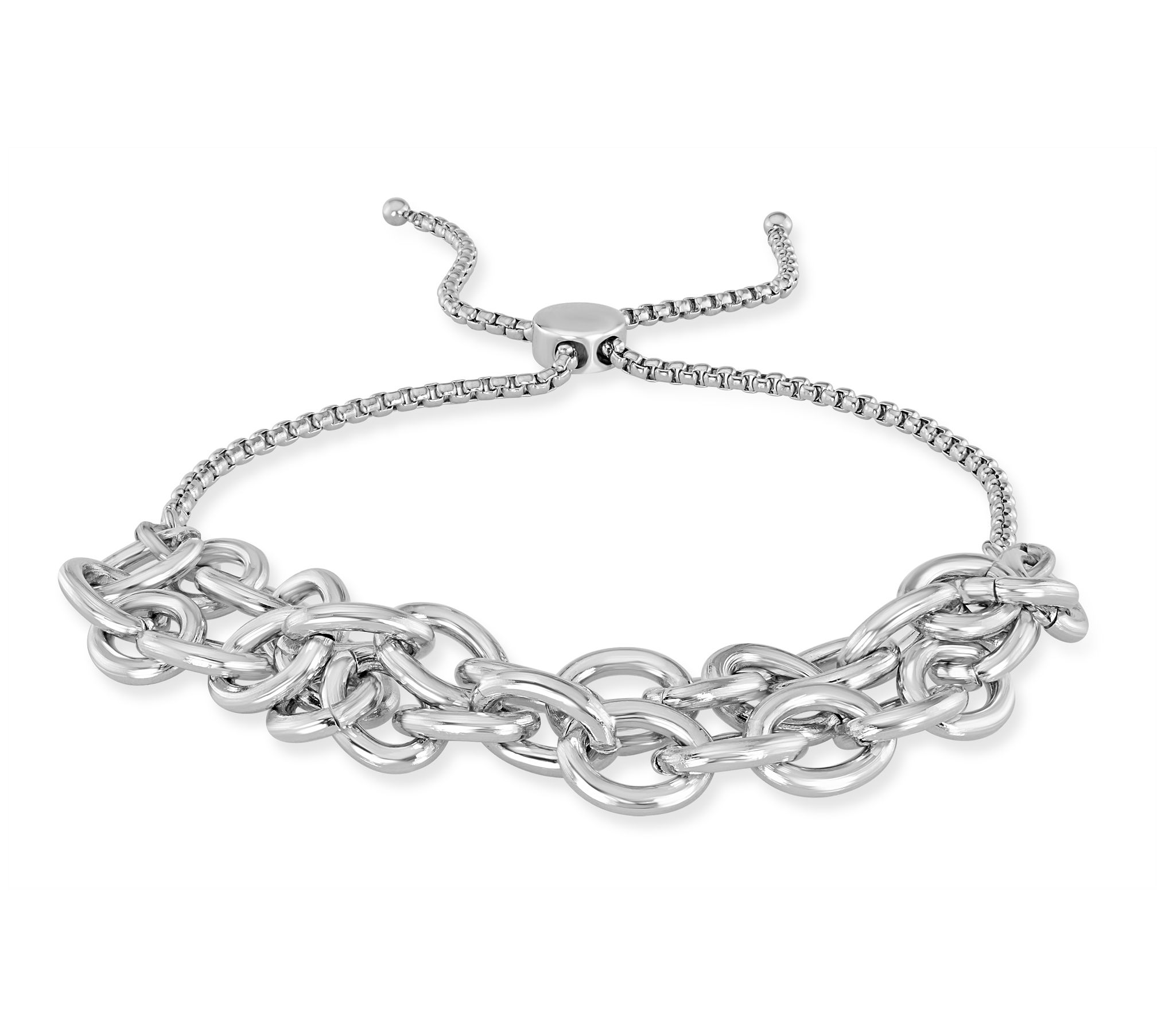 Steel by Design  Double Oval Rolo Link Adjustable Bracelet