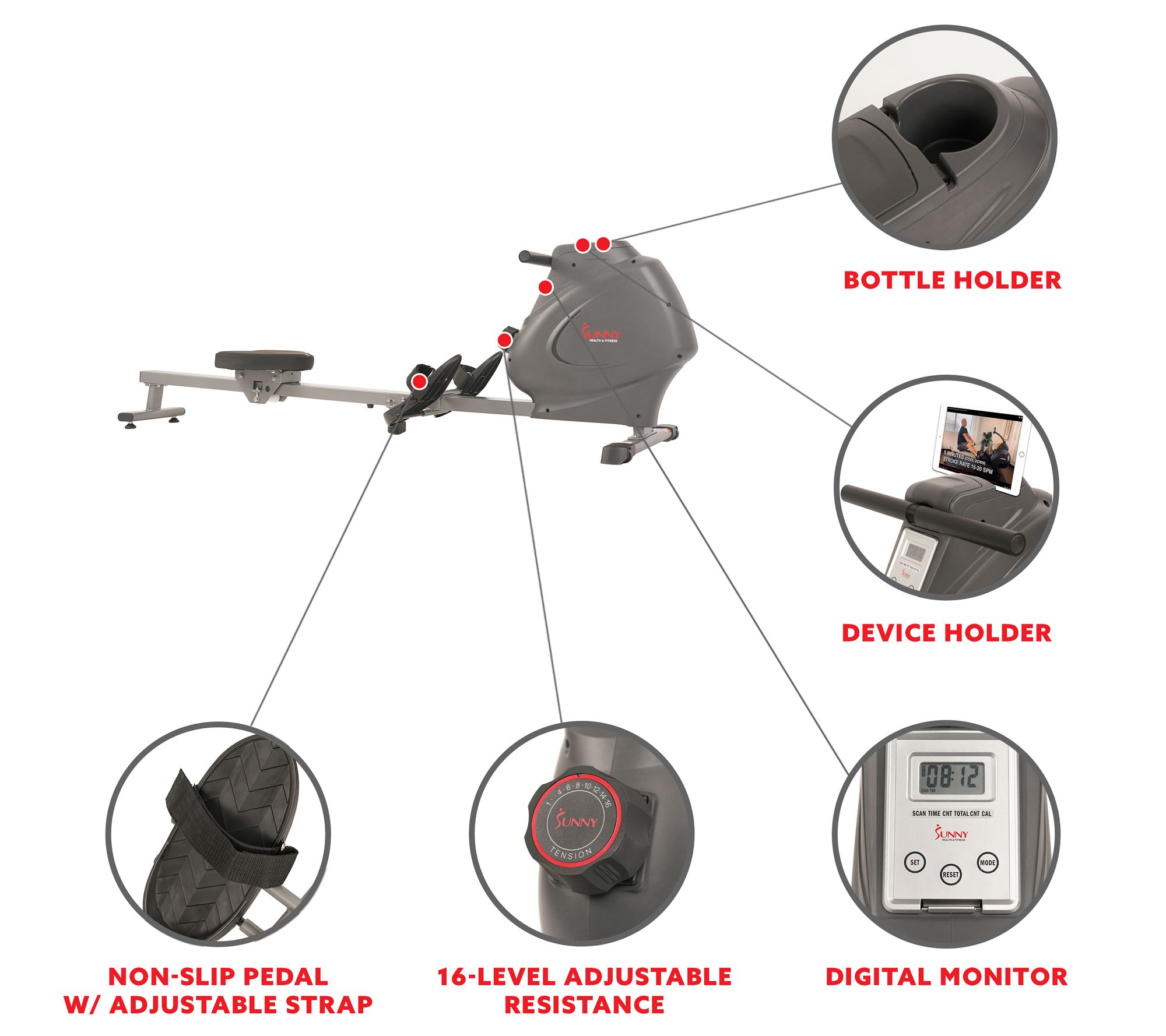 Sunny Health & Fitness SPM Magnetic Rowing Machine