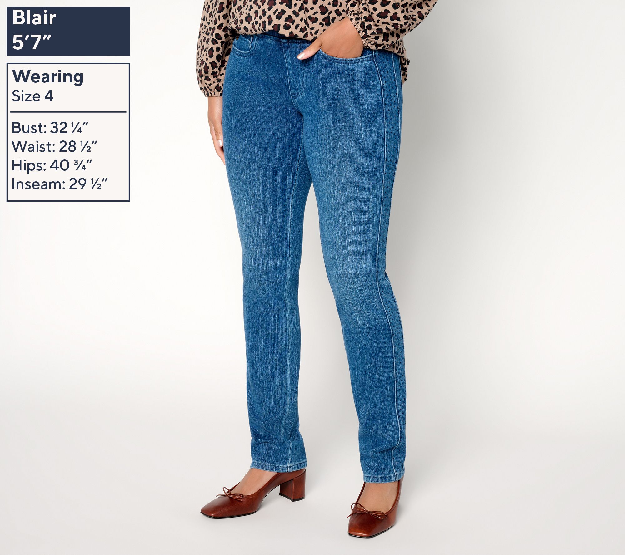 Belle by Kim Gravel Regular Flexibelle Side Sparkle Straight Jean