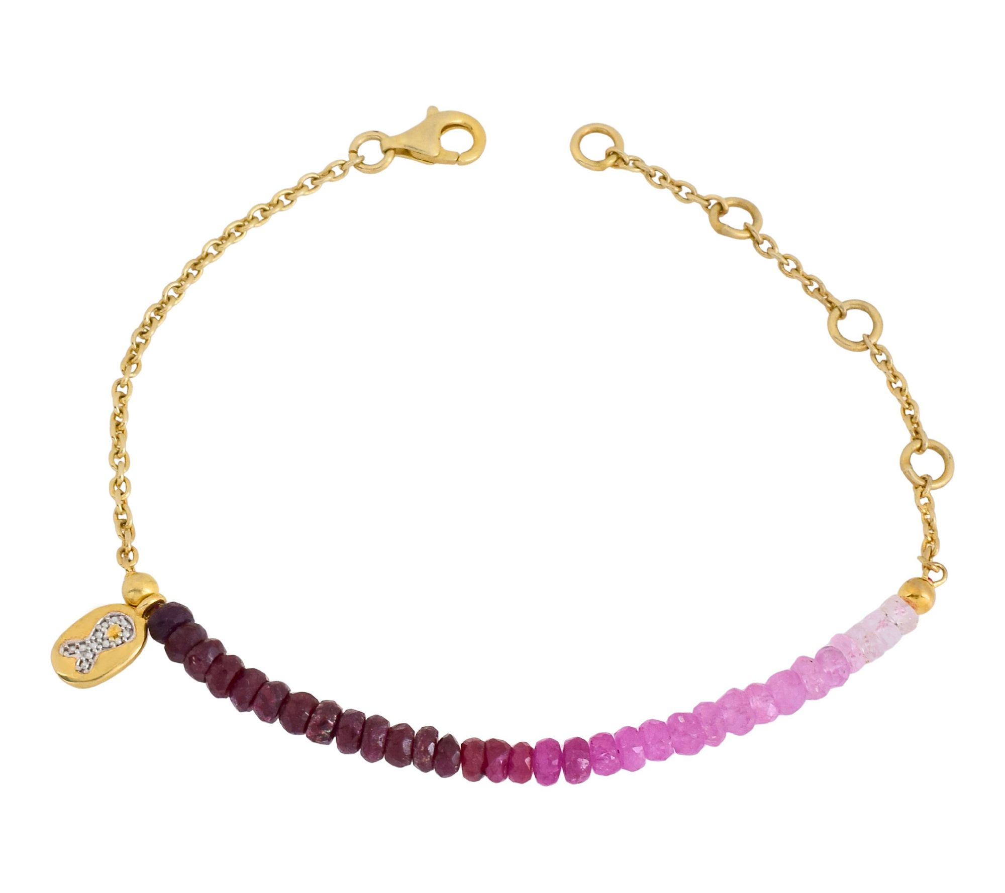 Affinity Gems Ruby Beaded Bracelet, 14K Gold Plated