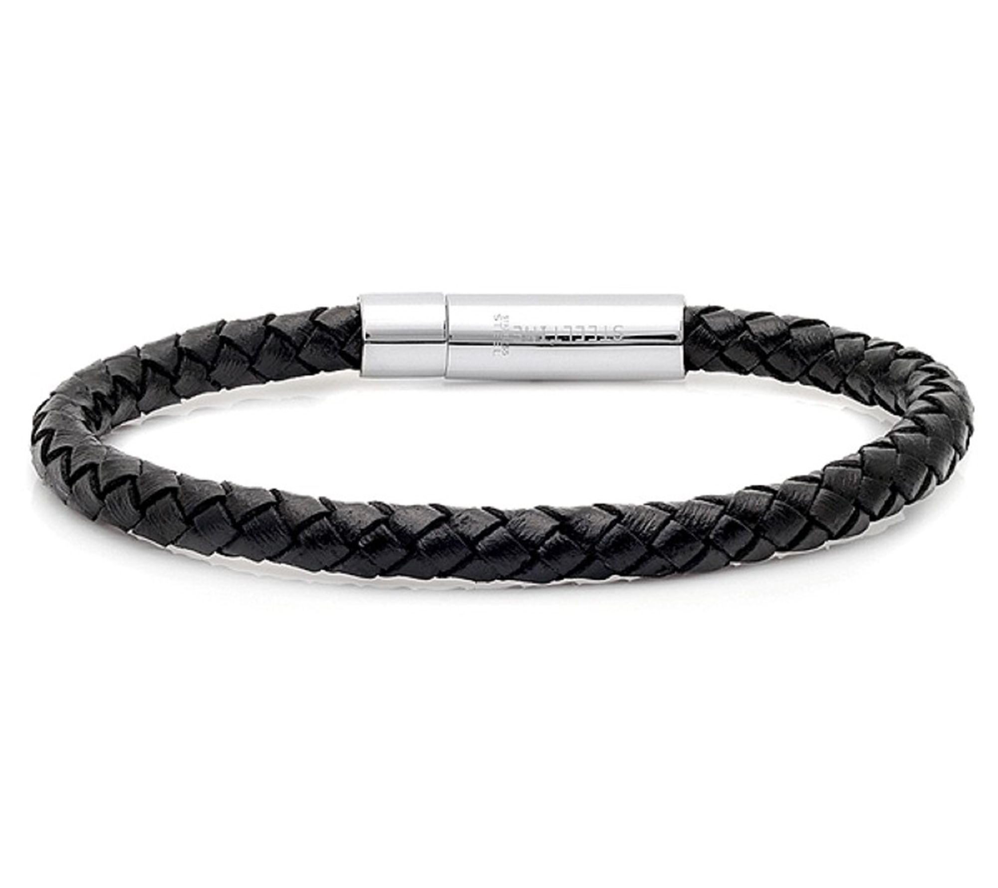 Steel by Design Men's Braided Leather Bracelet