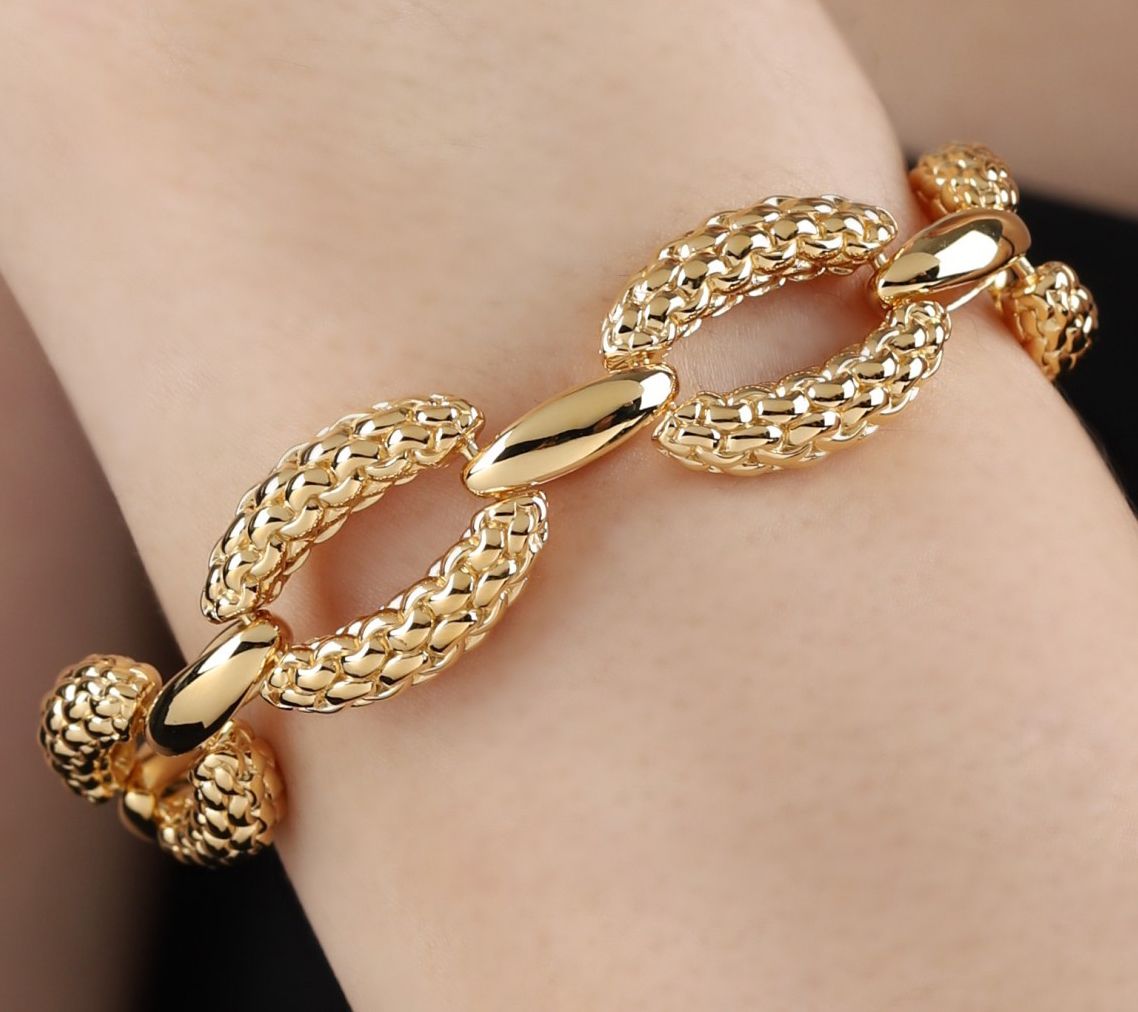 Tiffany Kay Studio 14K Gold Clad Purl Knit OvalLink Bracelet
