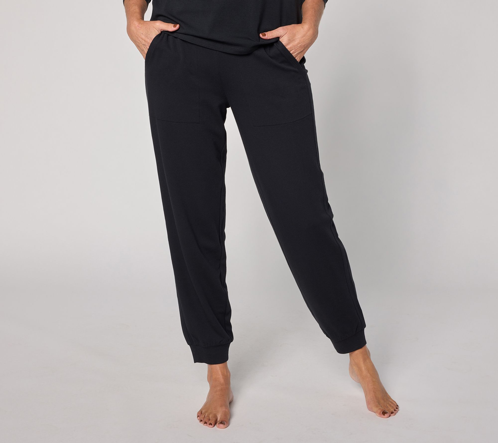 AnyBody Petite Cozy Knit French Terry Slim Leg Jogger Pants