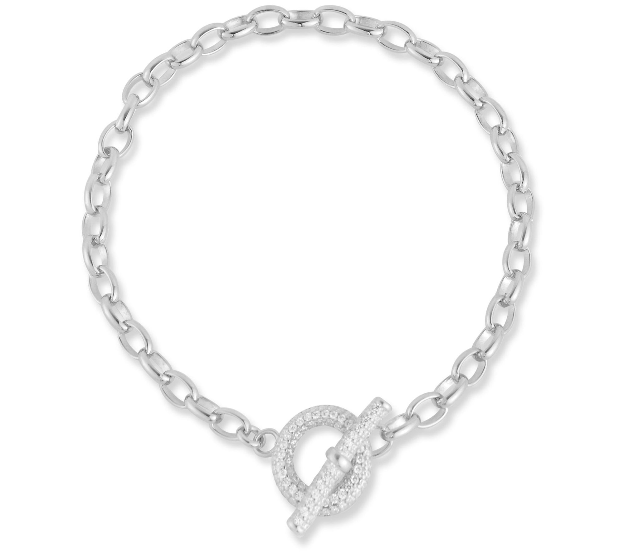Sterlina Silver Pave Toggle Clasp Bracelet, Sterling